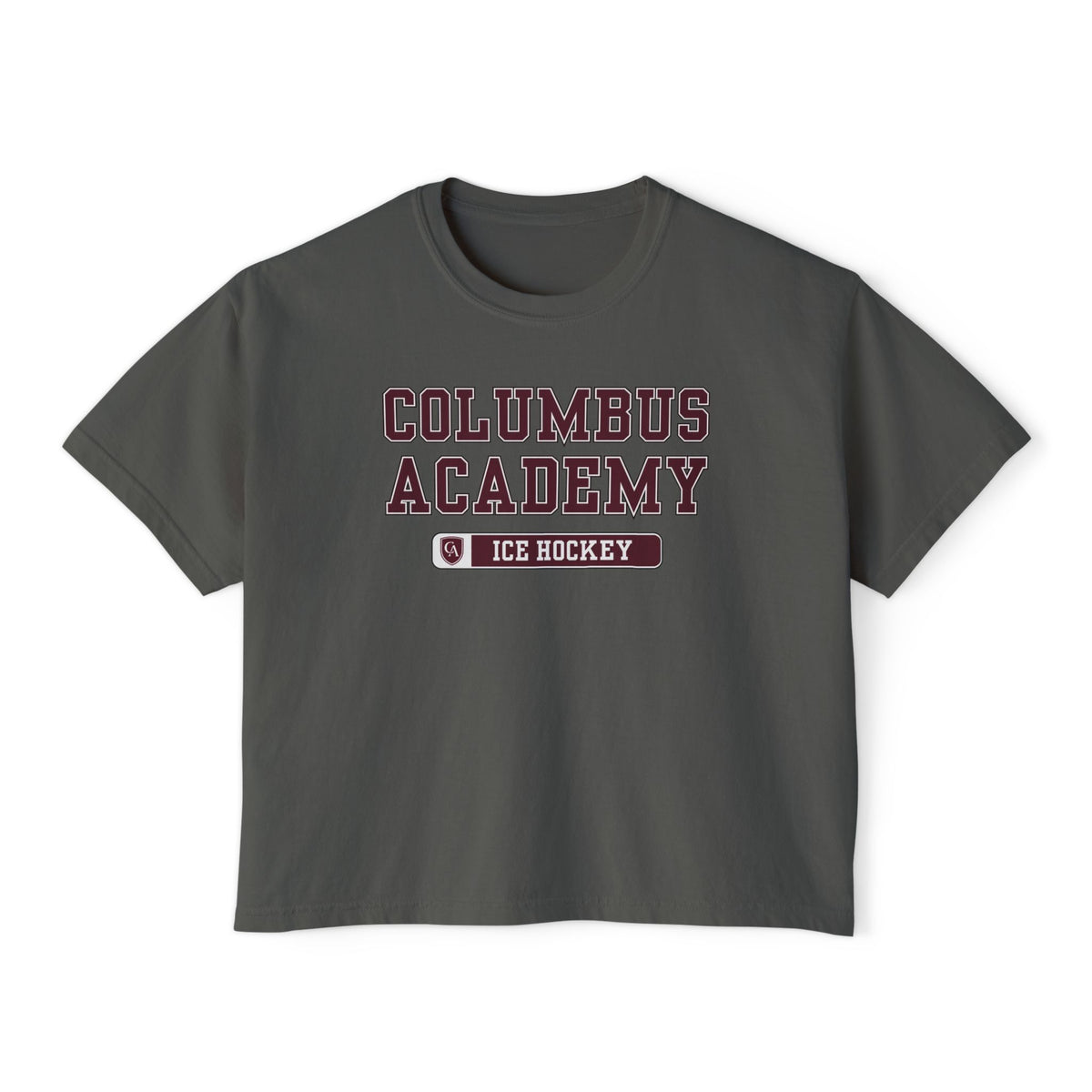 Women's Columbus Academy Ice Hockey Graphic Boxy Crop Short Sleeve Tee