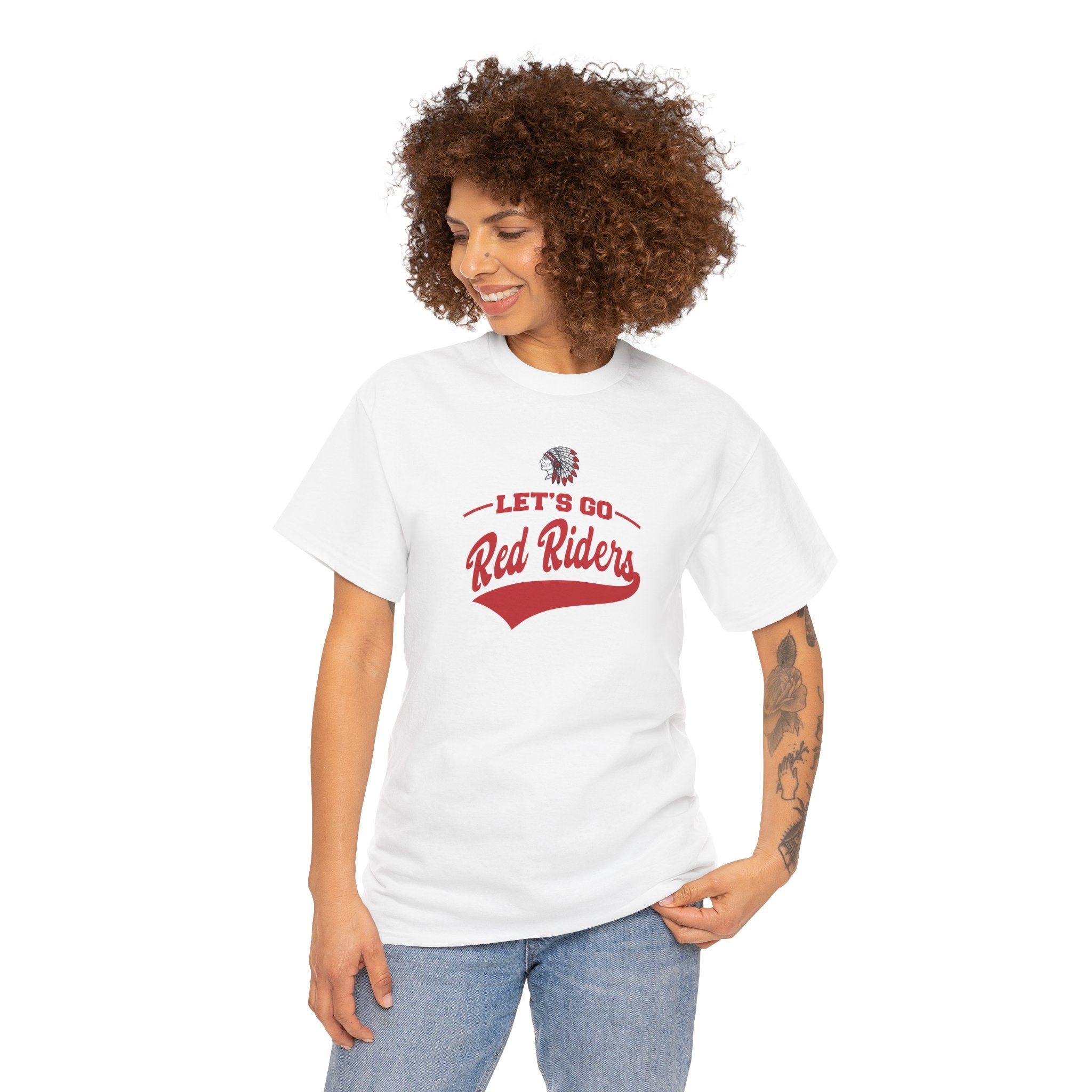 Adult Unisex Let's Go Red Riders Graphic Short Sleeve Gildan Heavy Tee