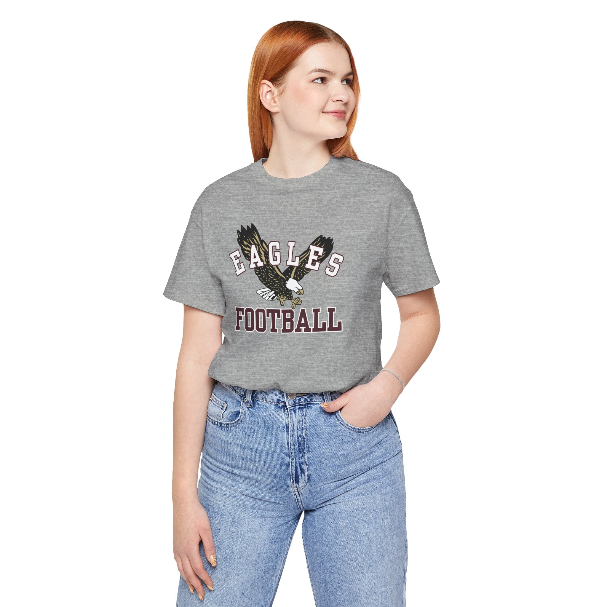 Adult Unisex Flying Football Eagle Graphic Short Sleeve Soft Tee