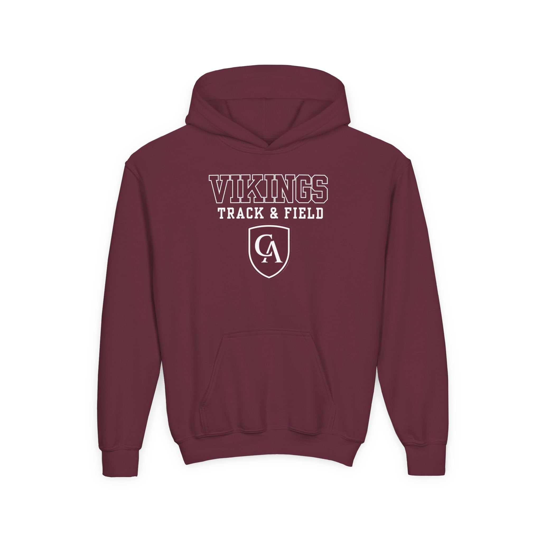 Youth Columbus Academy Vikings Track & Field Graphic Gildan Heavy Blend Hoodie
