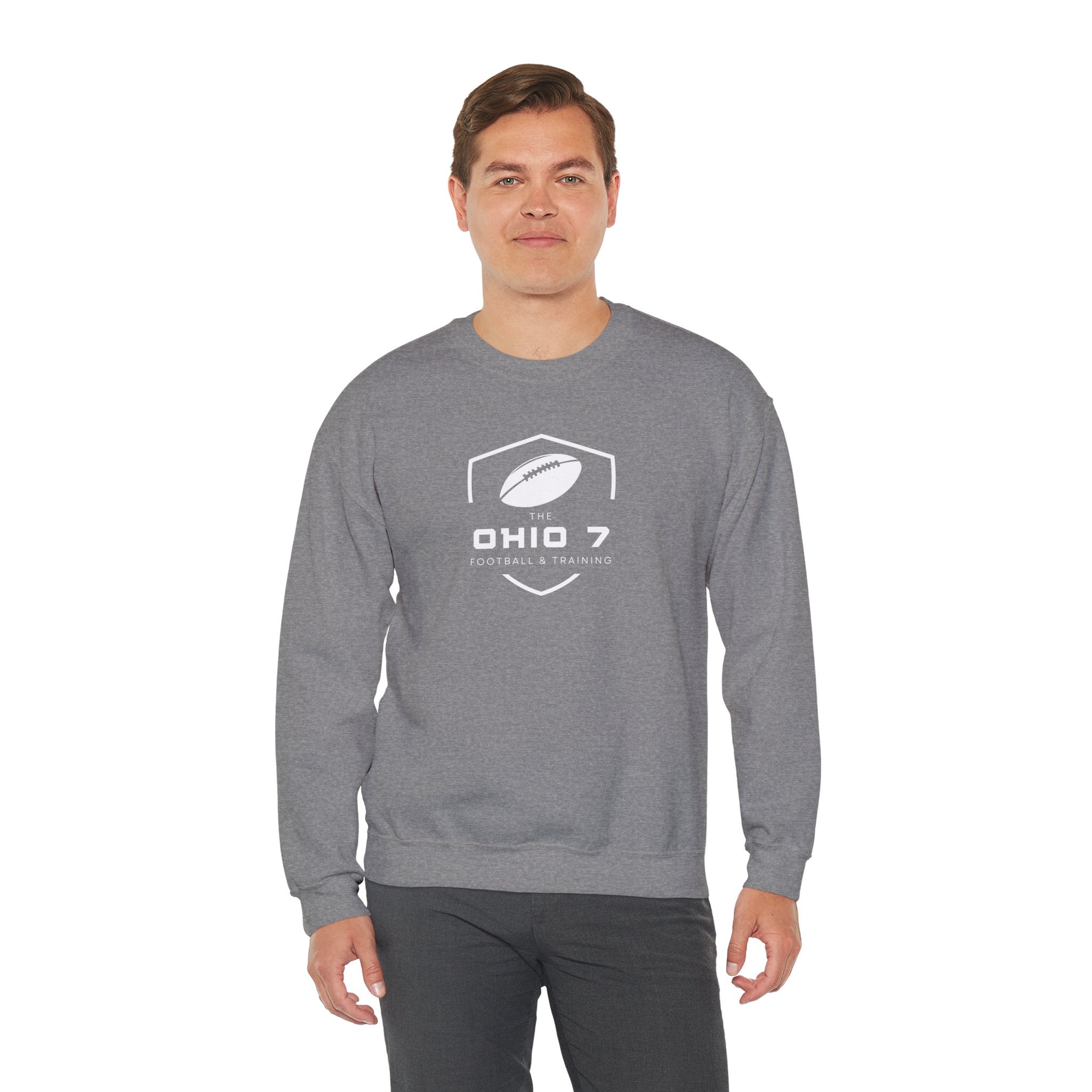 Adult Unisex The Ohio 7 White Logo Gildan Heavy Blend Crewneck Sweatshirt