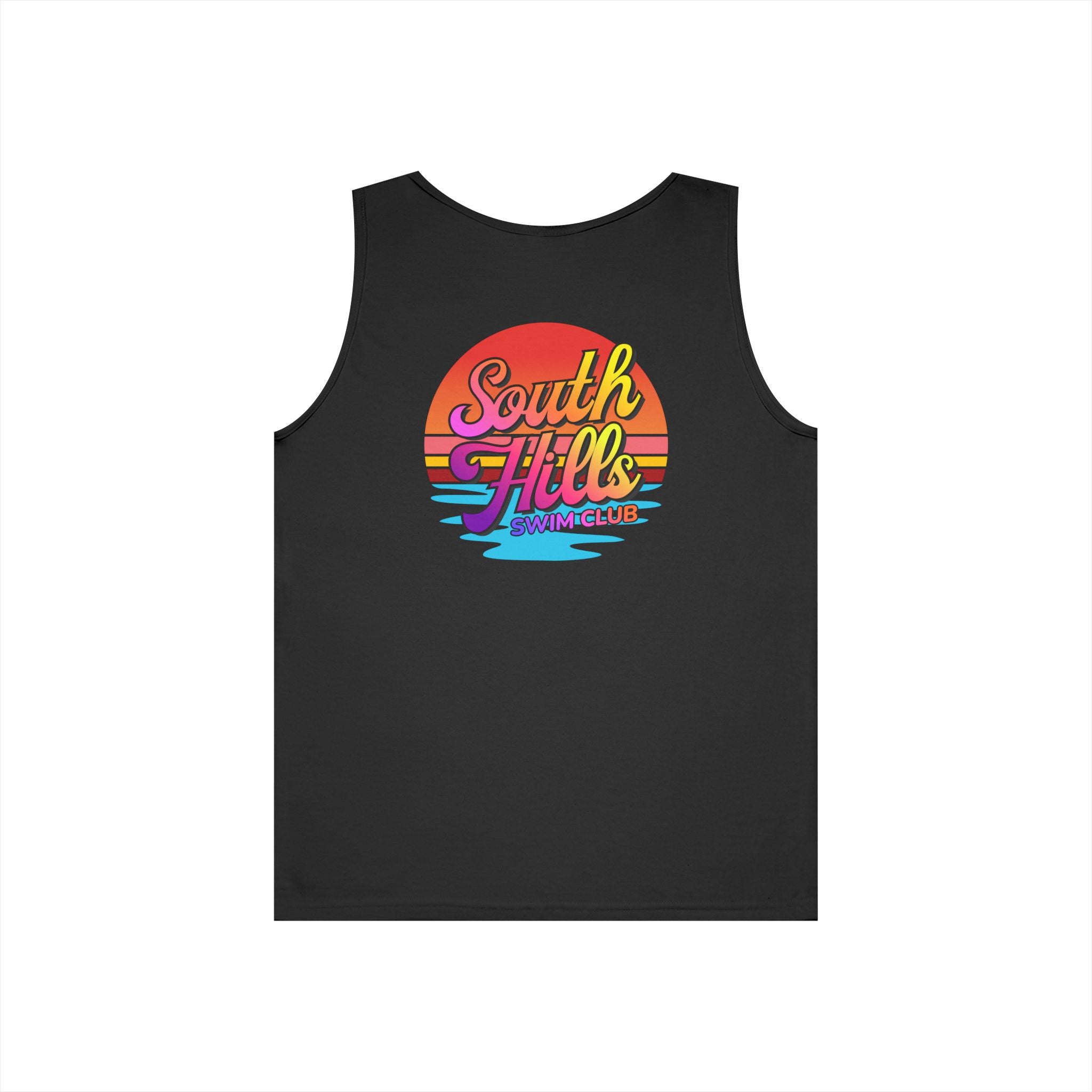 Adult Unisex South Hills Swim Club Sunset Script Graphic Tank