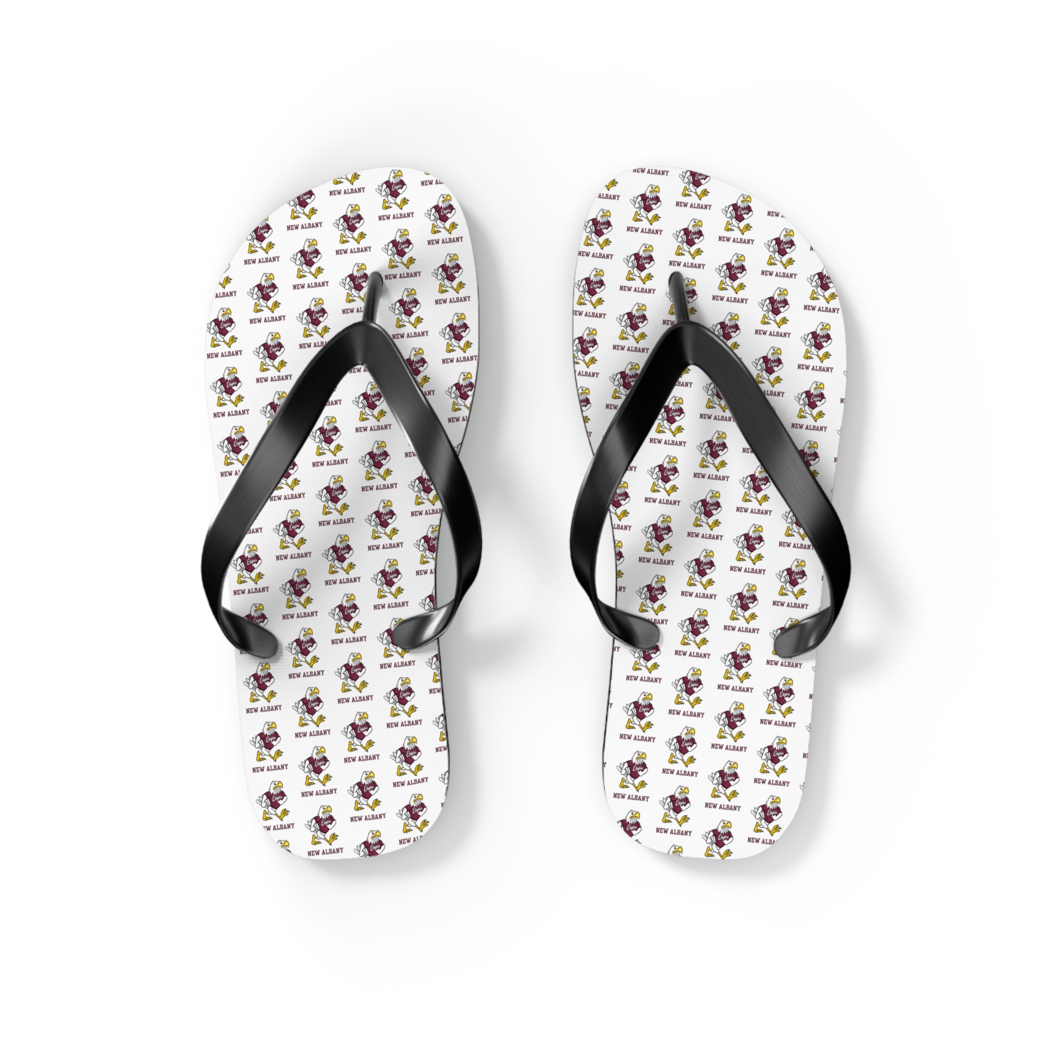 Adult Unisex Vintage Fighting Eagle White Flip Flops - New Albany Eagles
