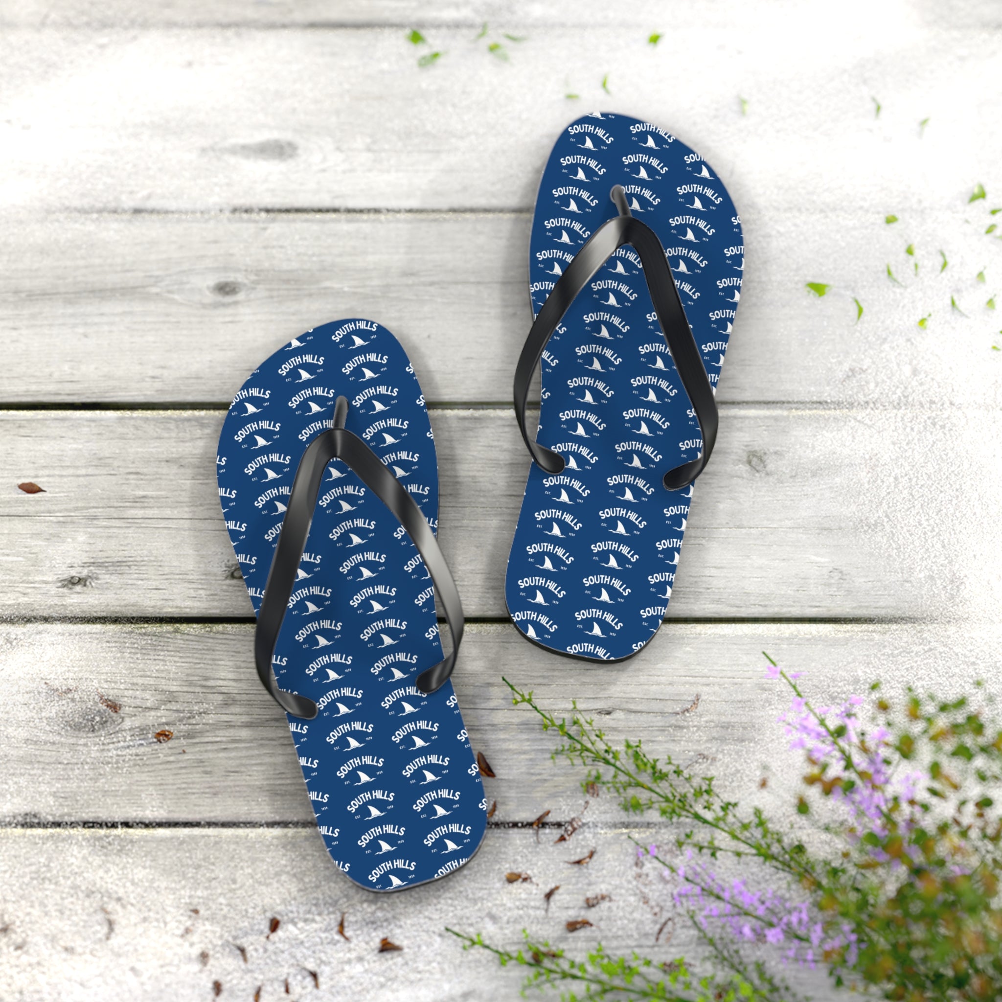 South Hills Swim Club Heritage Graphic Logo Print Flip Flops