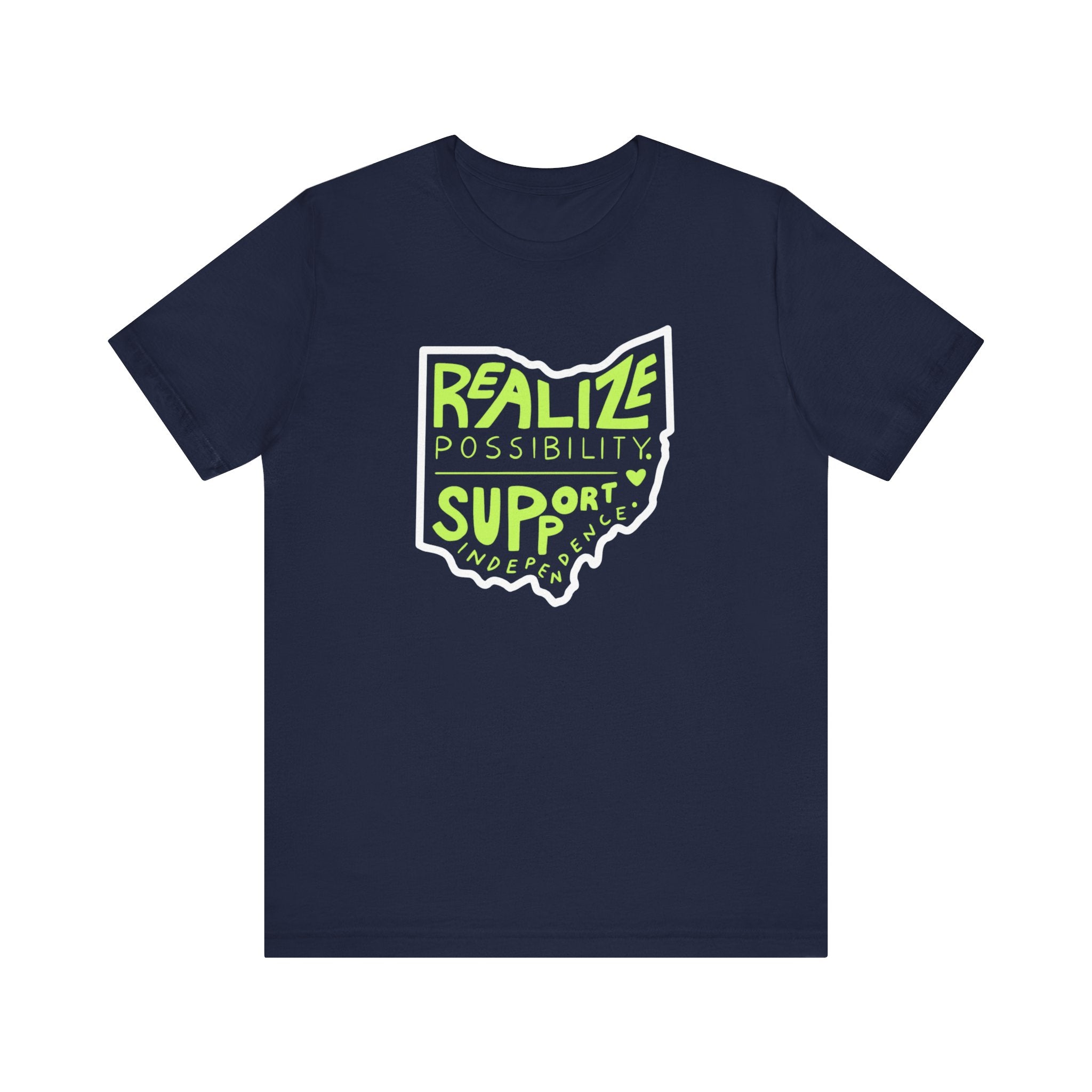 Adult Unisex Realize Possibility Support Independence Short Sleeve Soft Tee - Bridgeway Academy