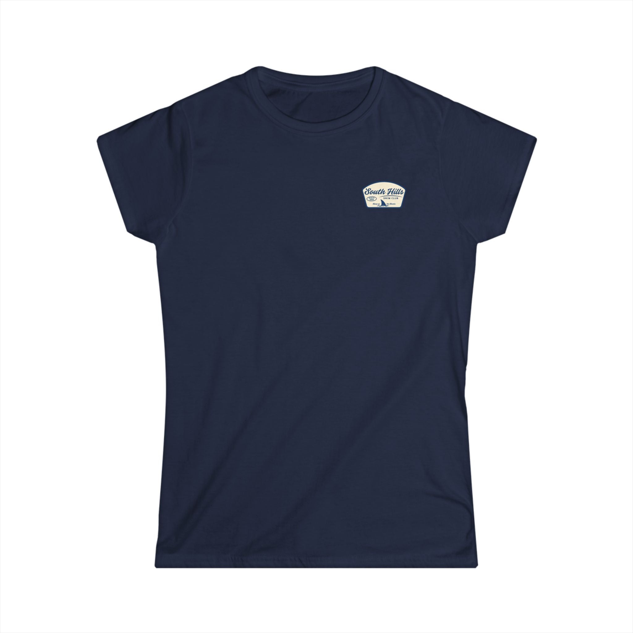 Women's South Hiils Swim Club Home of the Sharks Graphic Short Sleeve Gildan Softstyle Tee