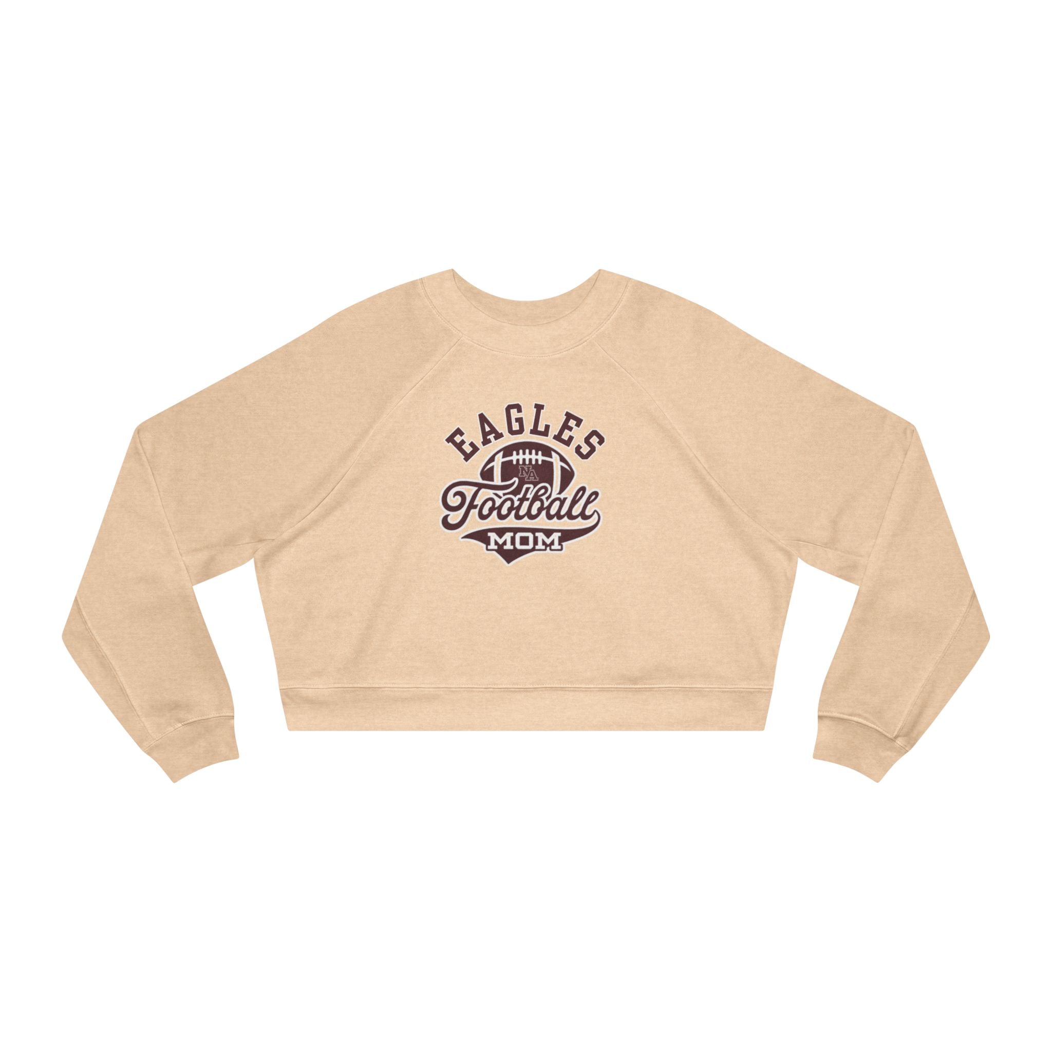 Women's Eagles Spirit Script Football Mom Graphic Cropped Fleece Sweatshirt