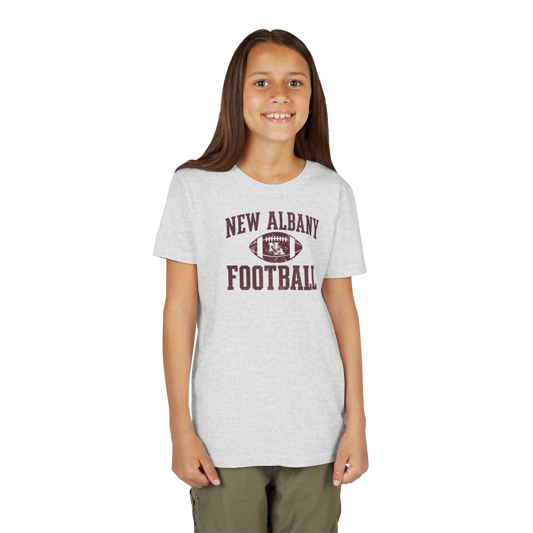 Youth New Albany Vintage Vibes Football Helmet Graphic Short Sleeve Bella + Canvas Soft Tee
