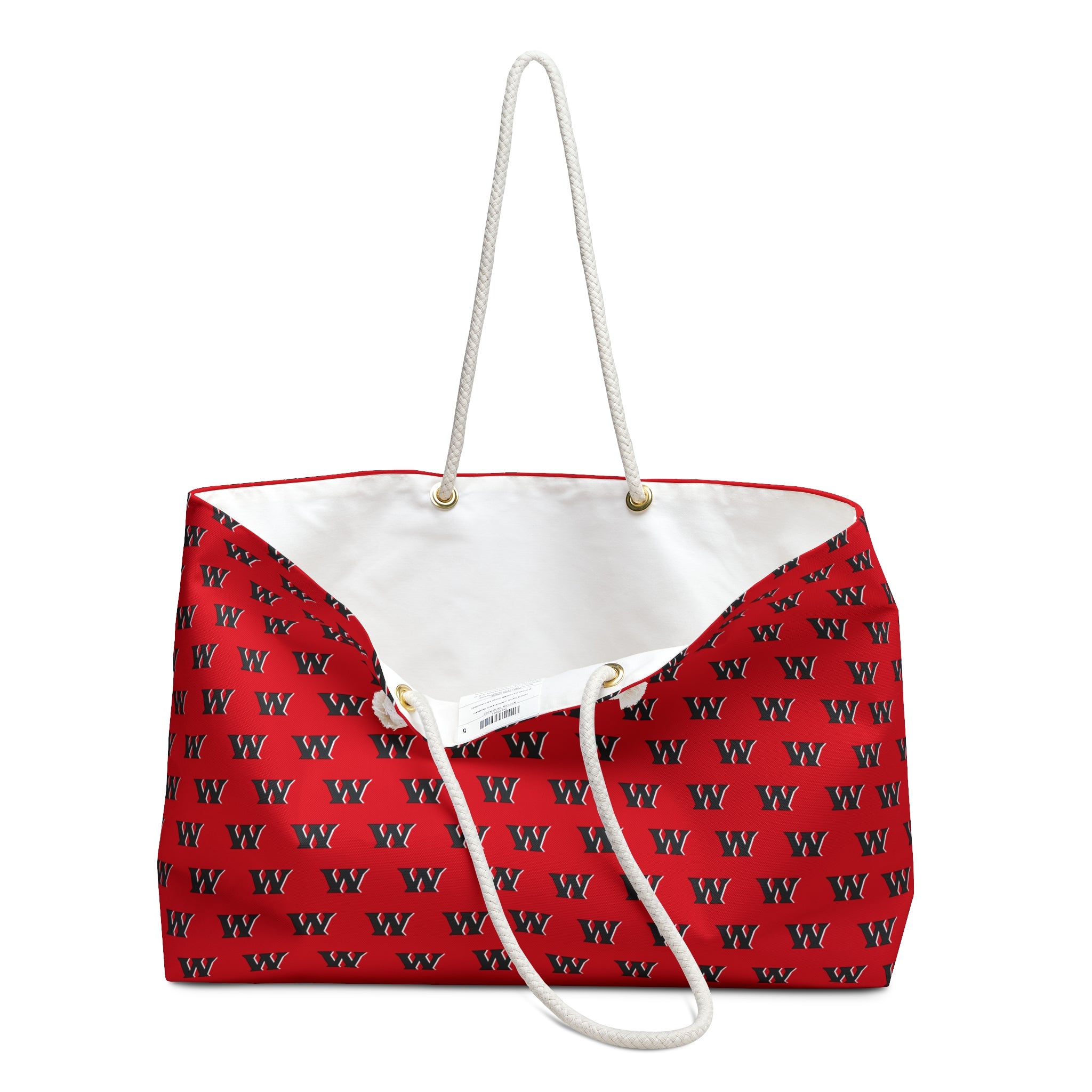 Weir Red Riders Allover W Logo Print Tote - Red