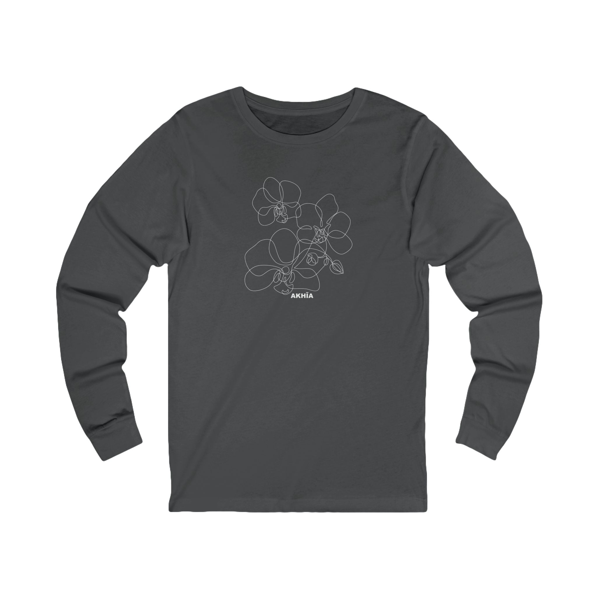Adult Unisex Orchid Graphic Long Sleeve Soft Tee - Akhia