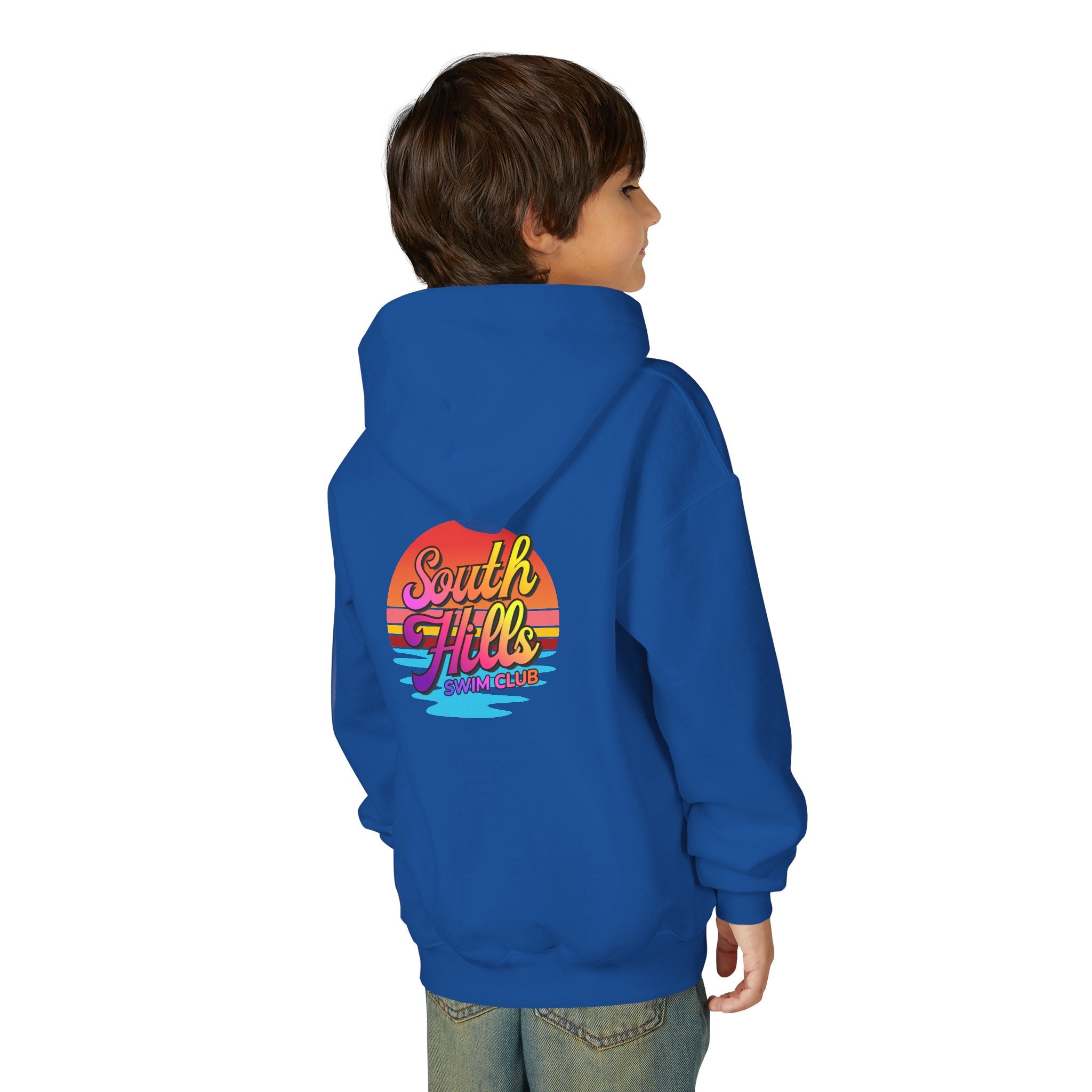 Youth South Hills Swim Club Sunset Script Graphic Hoodie