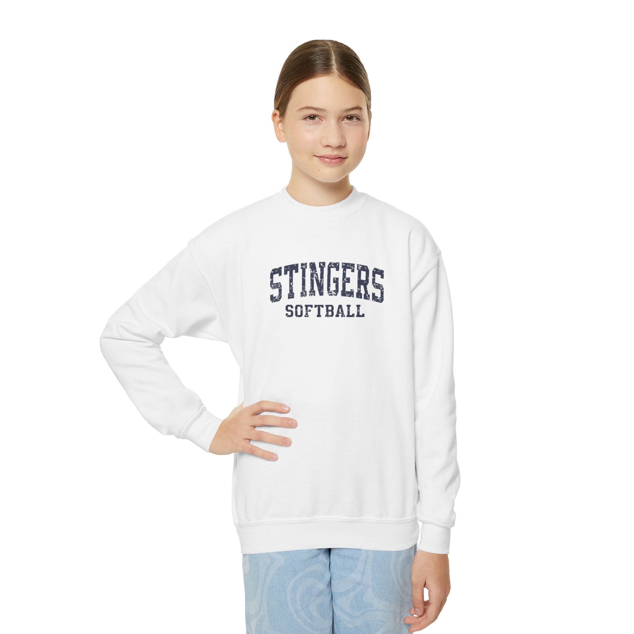 Youth Stingers Softball Vintage Distressed Graphic Gildan Heavy Blend Sweatshirt