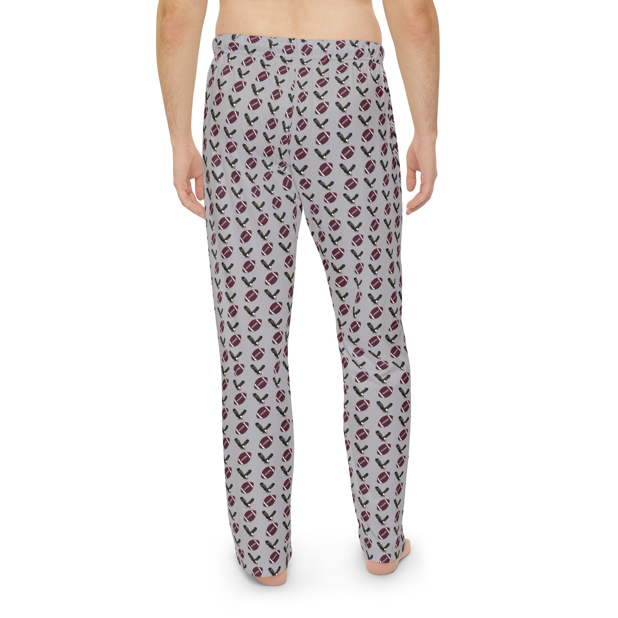 Adult Unisex Grey Pajama Pants with Allover New Albany Football Eagle Print