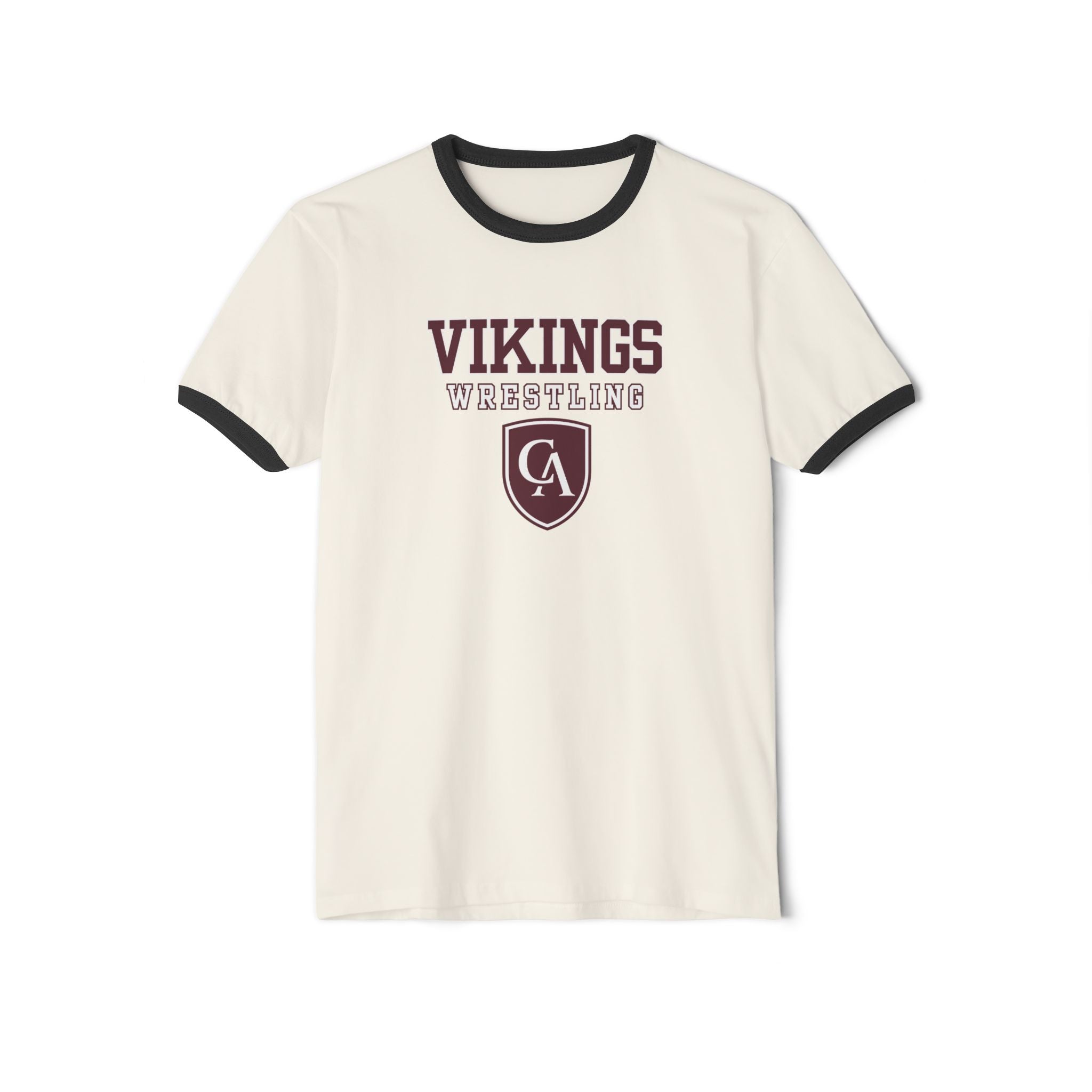 Adult Unisex Columbus Academy Vikings Wrestling Graphic Short Sleeve Ringer Tee