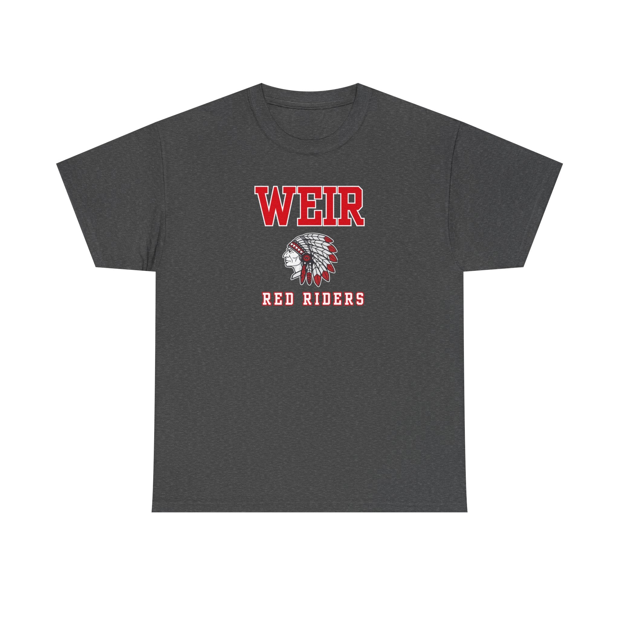 Adult Unisex Weir Red Riders Classic Mascot Graphic Short Sleeve Gildan Heavy Tee