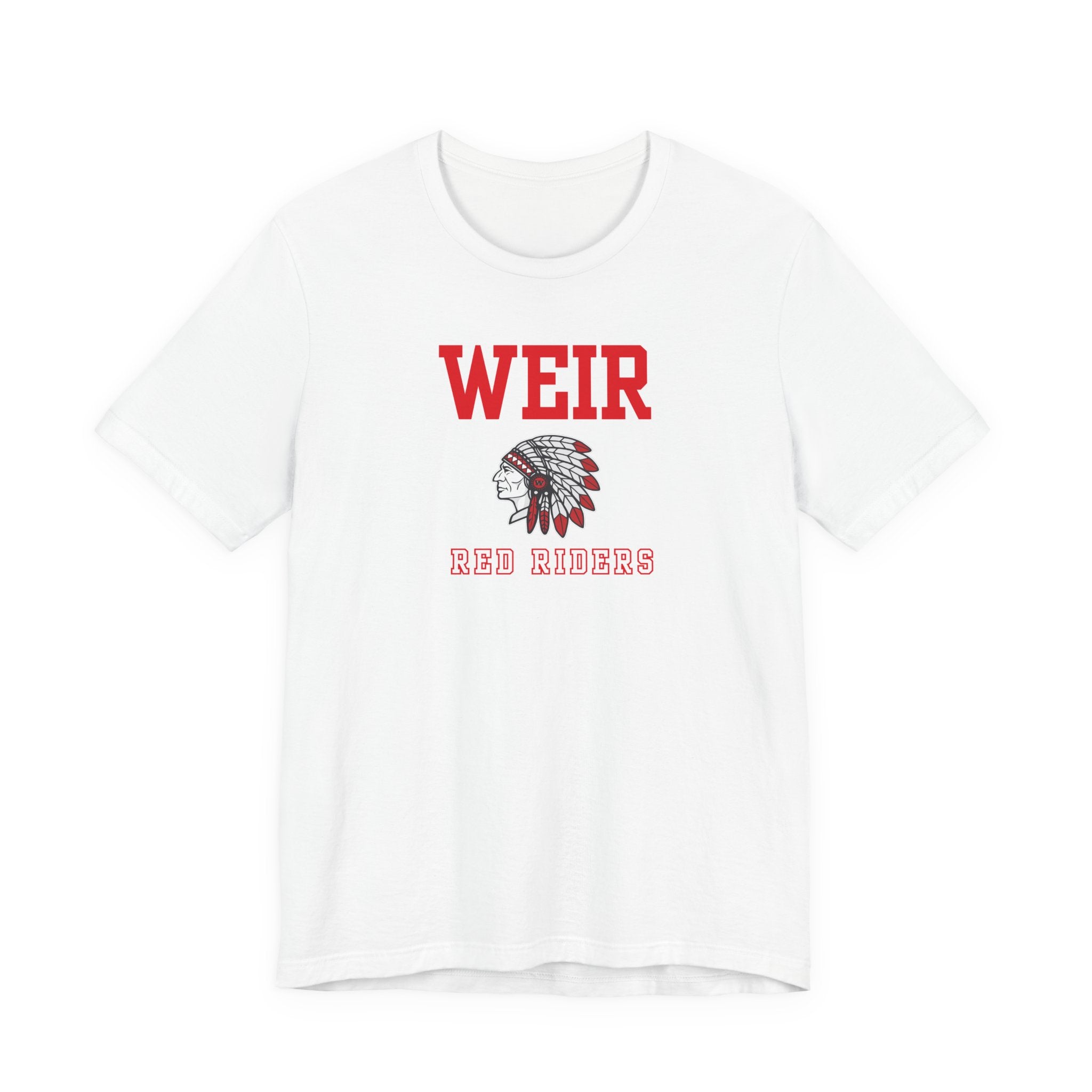 Adult Unisex Weir Red Riders Classic Mascot Graphic Short Sleeve Bella + Canvas Soft Tee