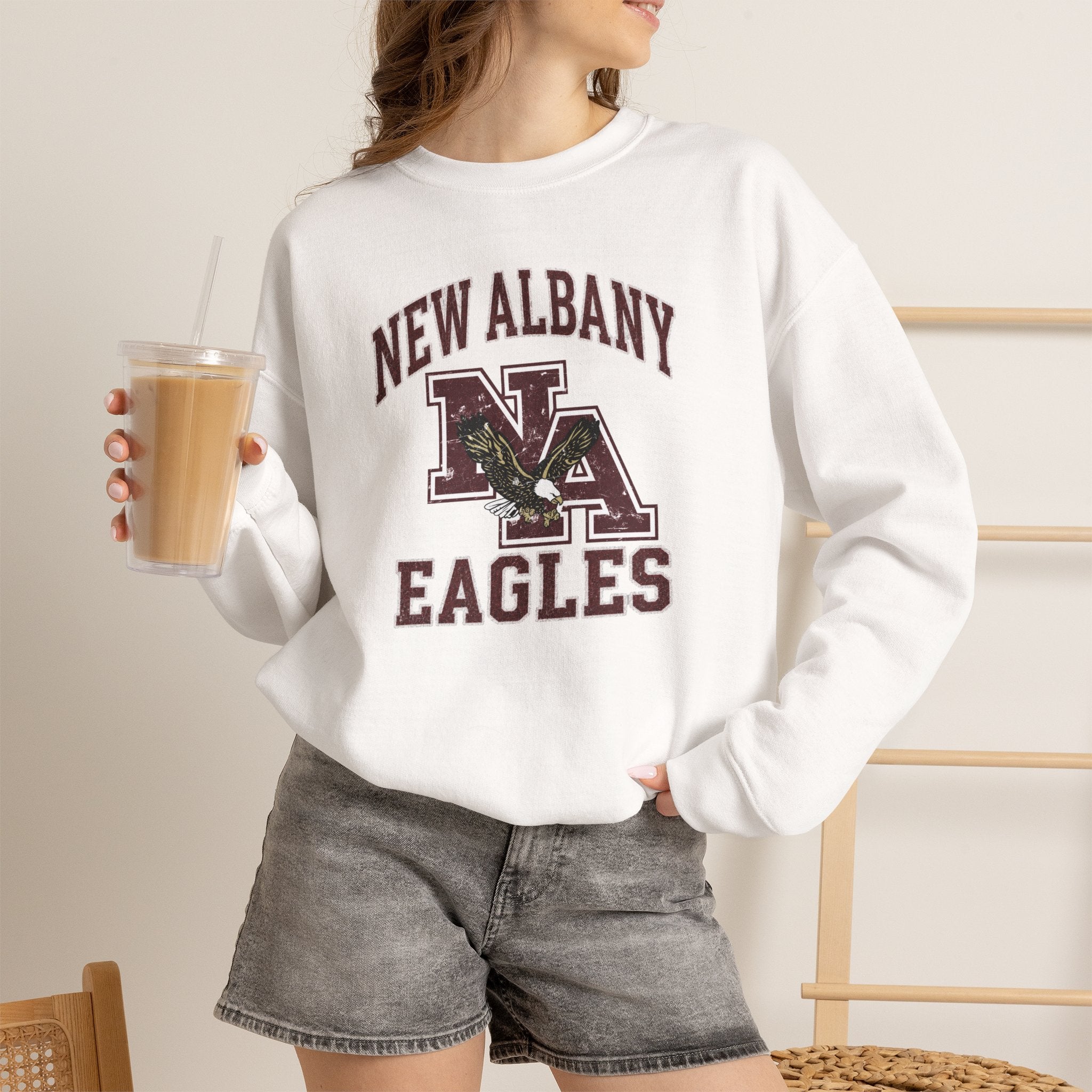 Adult Unisex New Albany Vintage Vibes Football Logo Graphic Sweatshirt