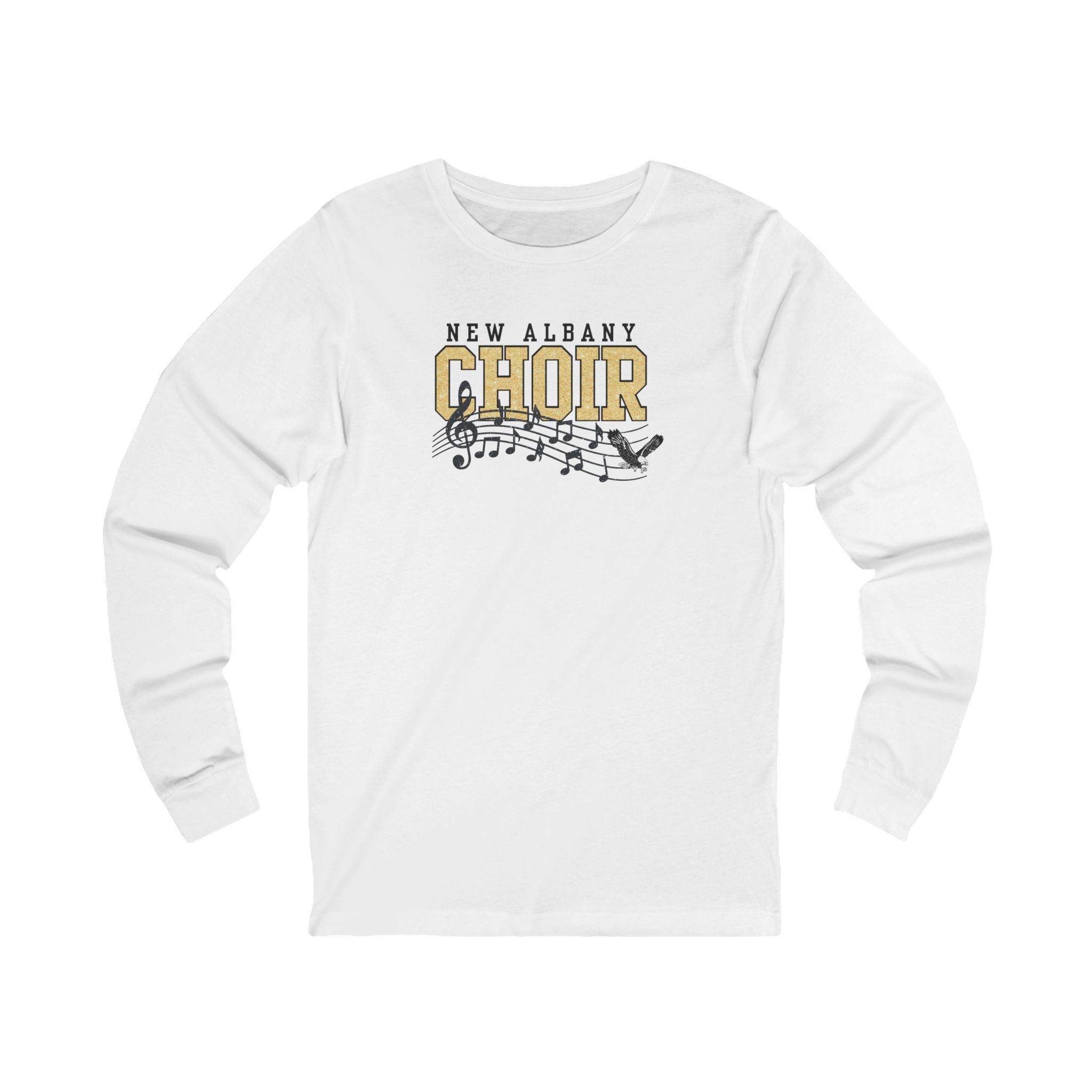 Adult Unisex New Albany Choir Digital Glitter Graphic Long Sleeve Soft Tee