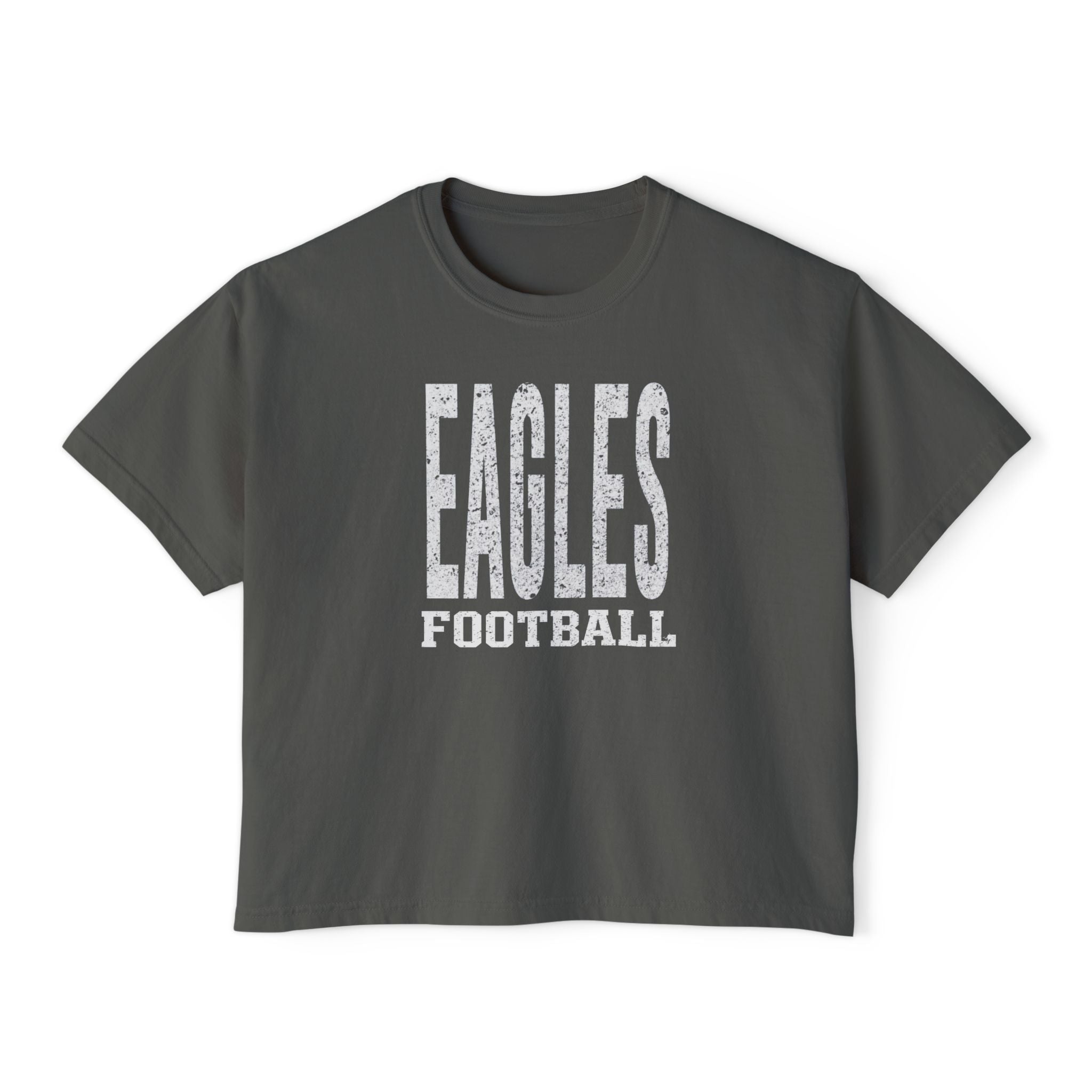 Women's New Albany Football Distressed Enlarged Graphic Boxy Crop Short Sleeve Tee