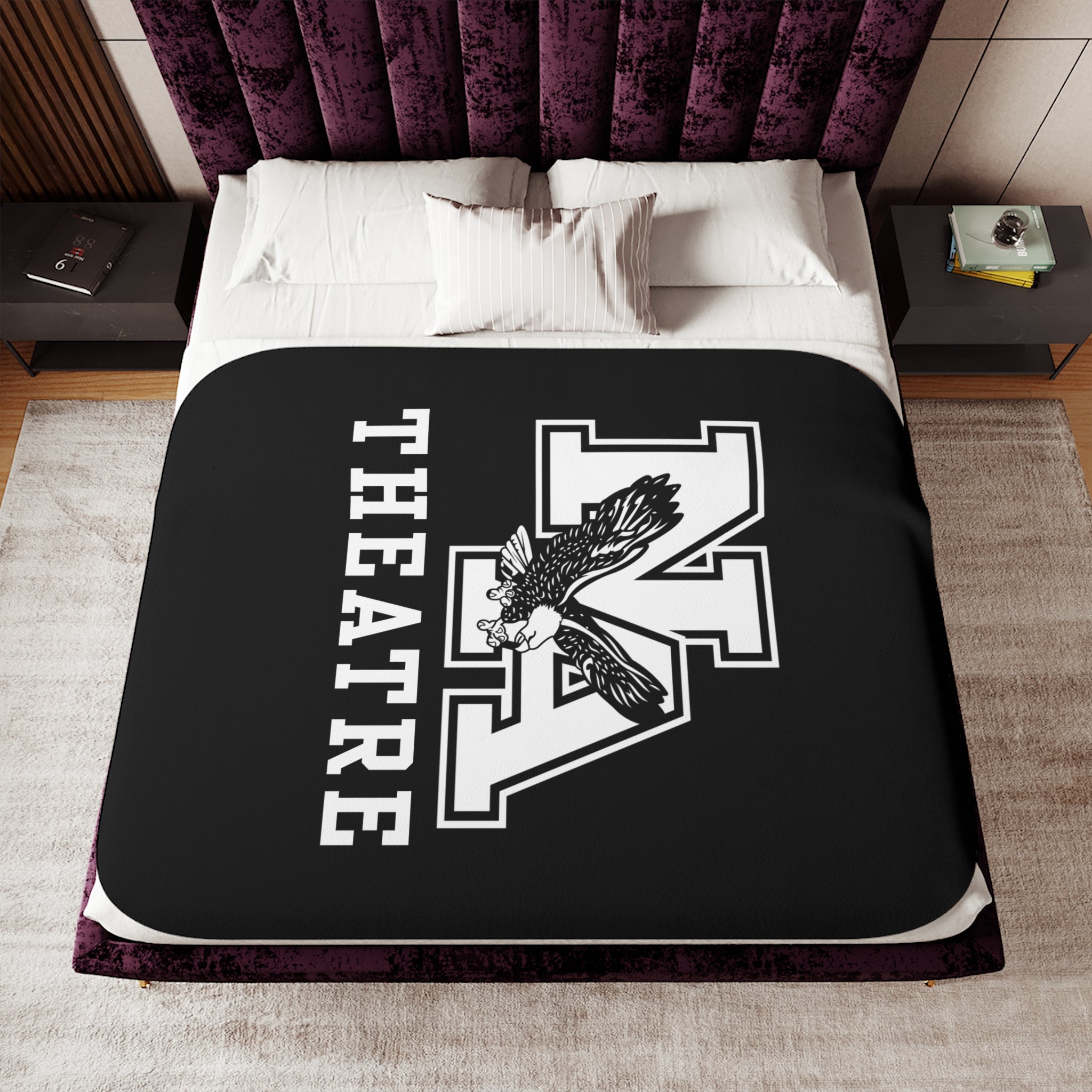 White/Black Classic NA Theatre Logo Graphic So-Soft Sherpa Blanket