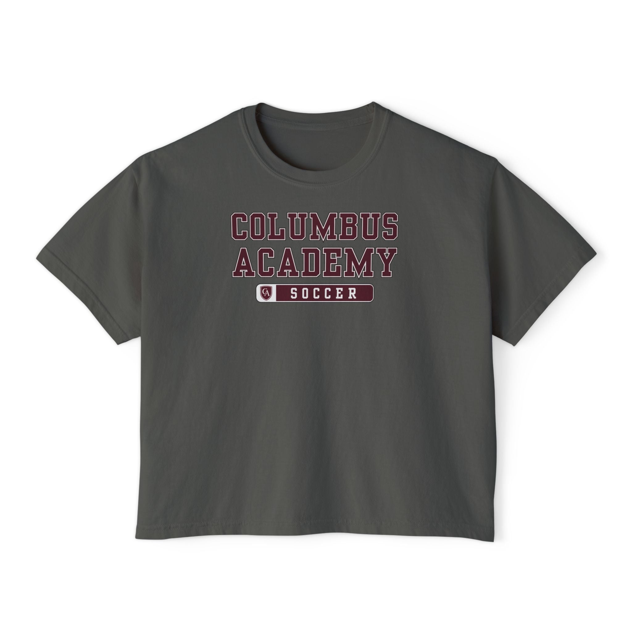 Women's Columbus Academy Soccer Graphic Boxy Crop Short Sleeve Tee