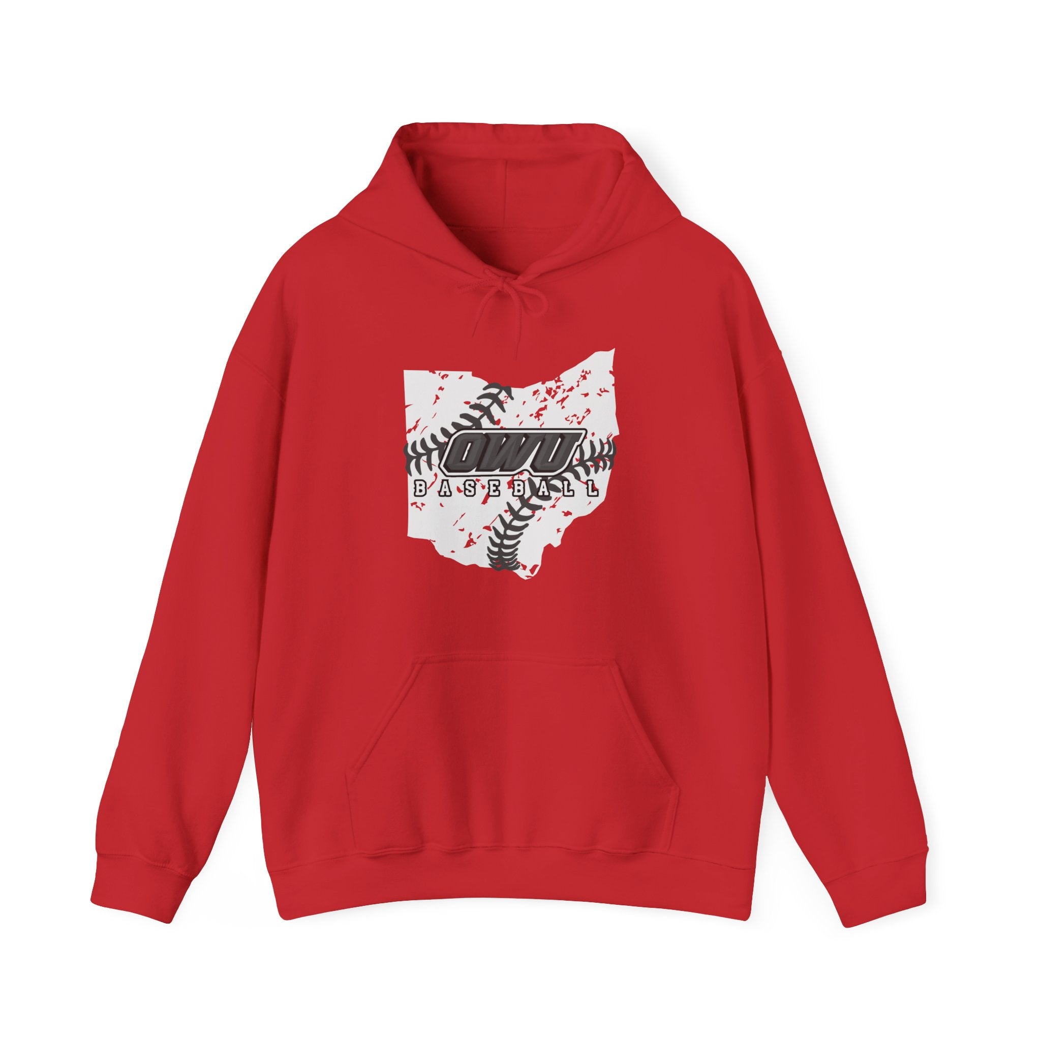 Adult Unisex OWU Baseball Stitches Distressed Ohio Graphic Hoodie
