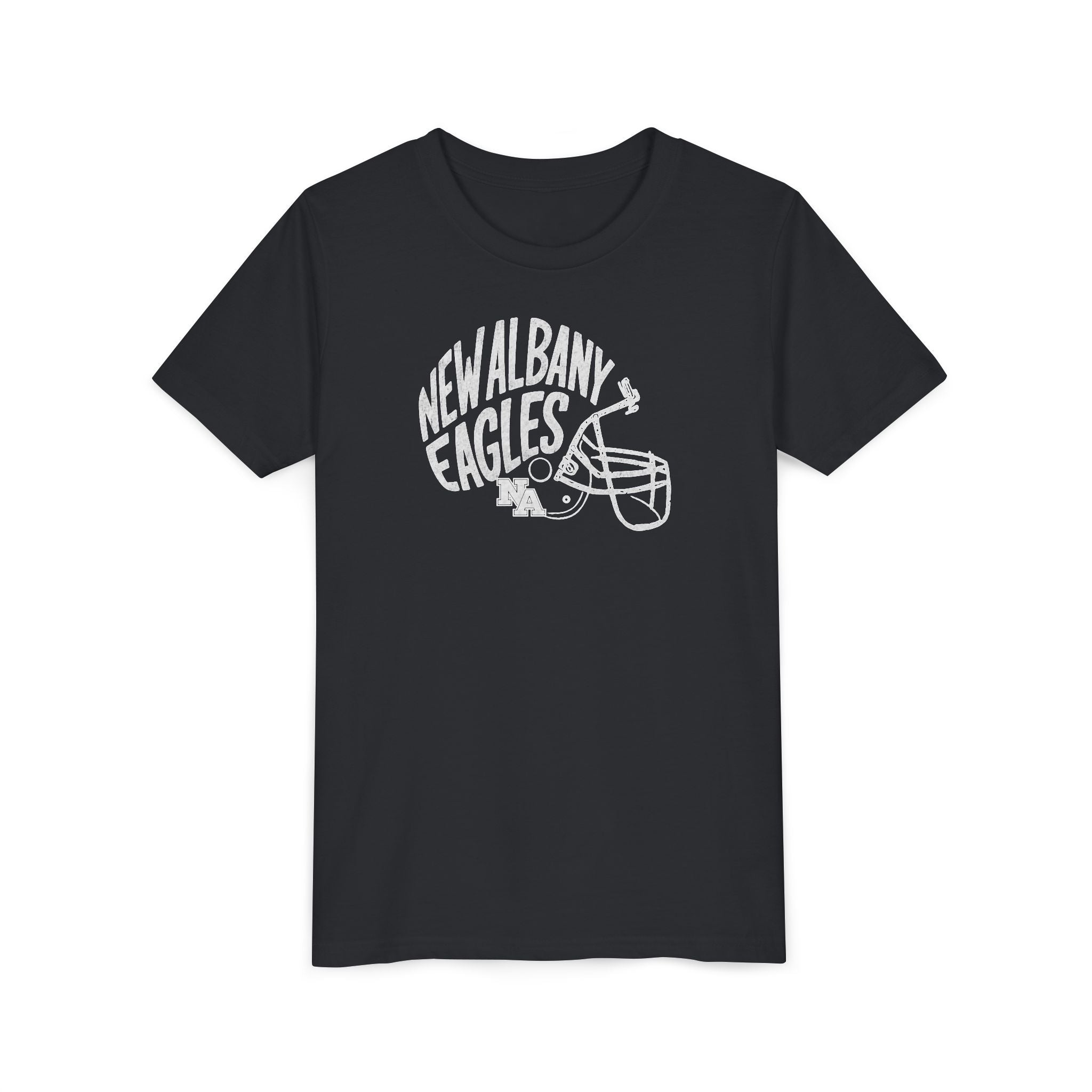 Youth New Albany Vintage Vibes Football Helmet Graphic Short Sleeve Bella + Canvas Soft Tee