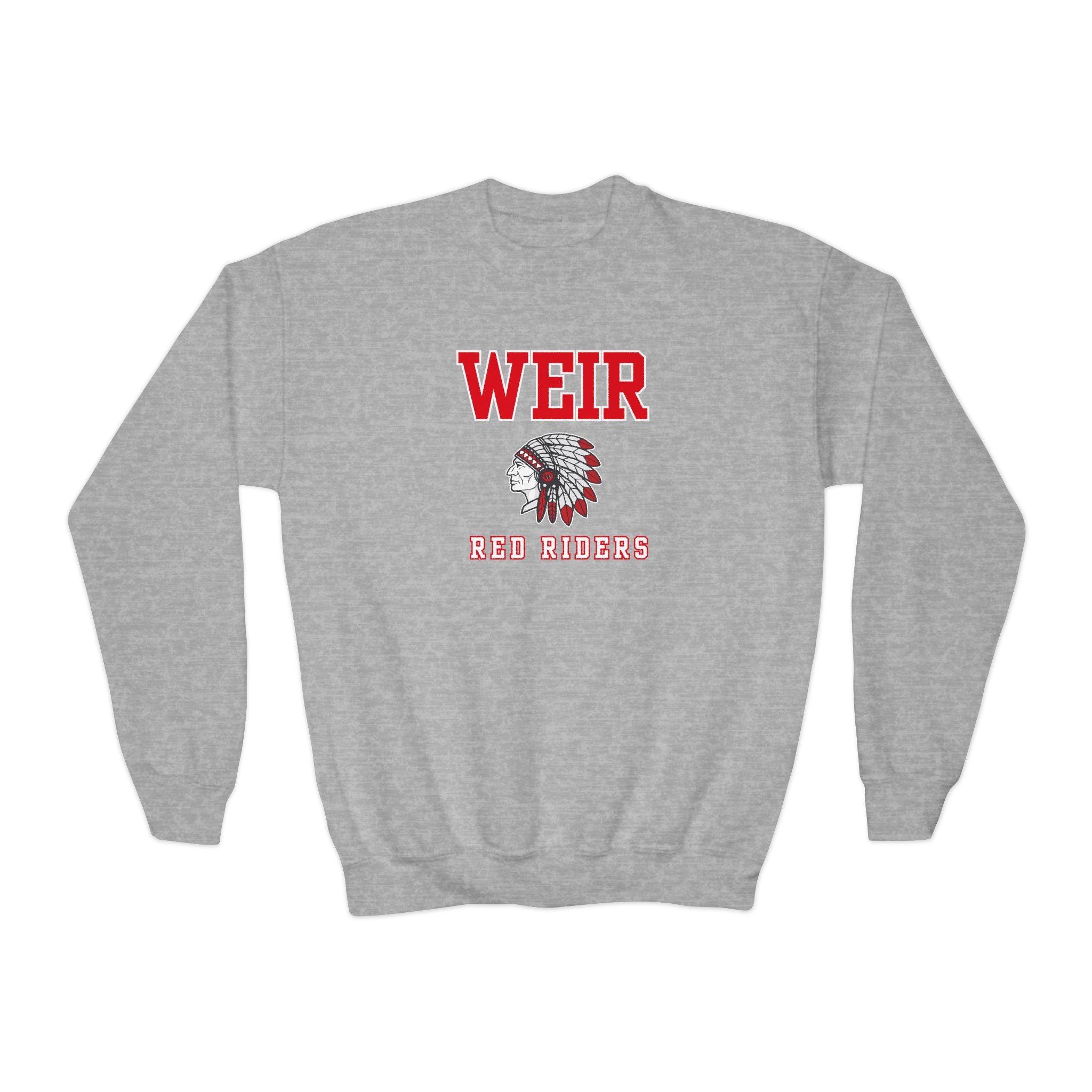 Youth Weir Red Riders Classic Mascot Graphic Gildan Heavy Blend Sweatshirt
