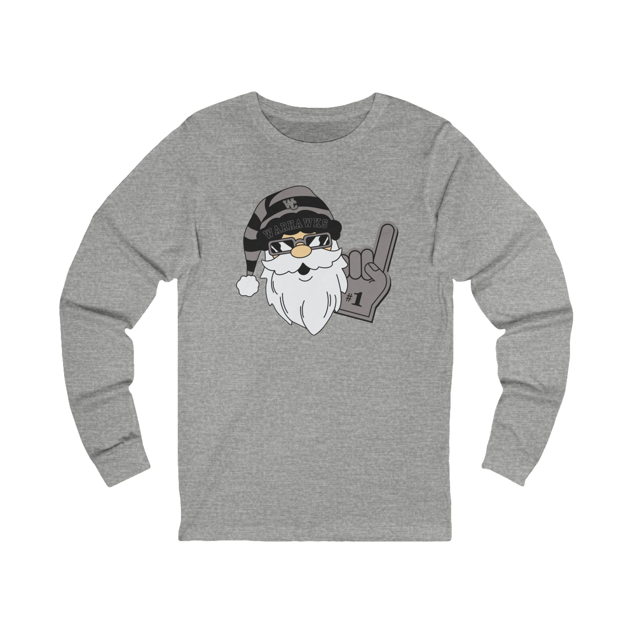 Adult Unisex Westerville Central Spirited Santa Graphic Long Sleeve Soft Tee