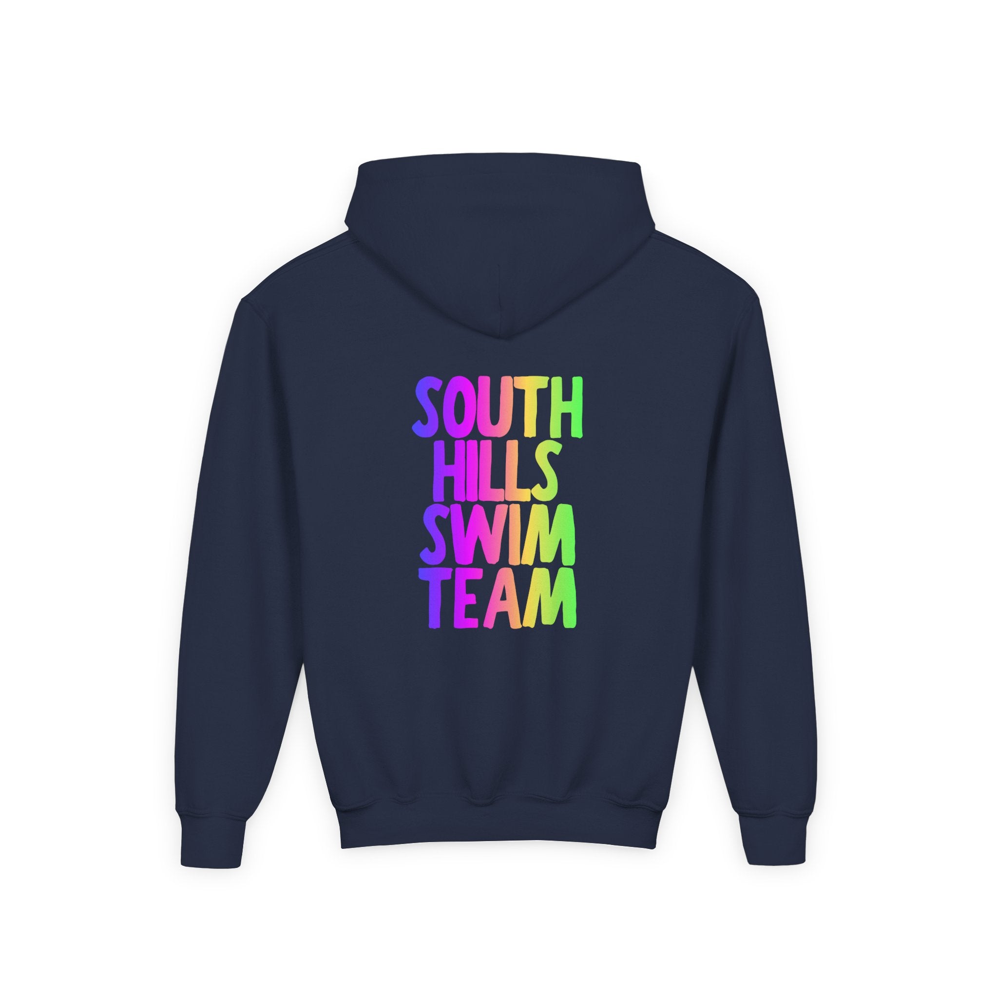 Youth South Hills Swim Team Neon Rainbow Graphic Hoodie