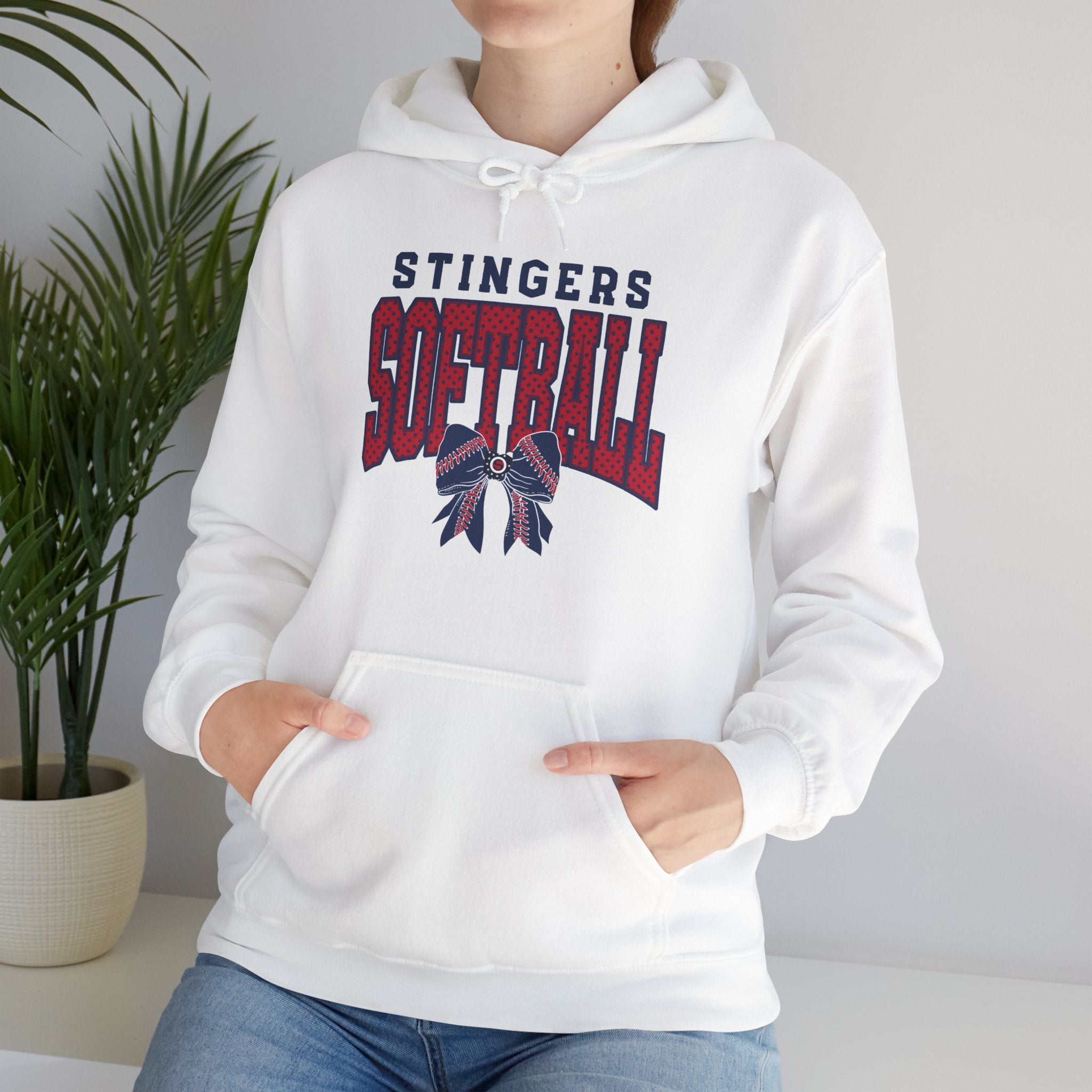 Adult Unisex Stingers Softball Stitched Bow Graphic Hoodie