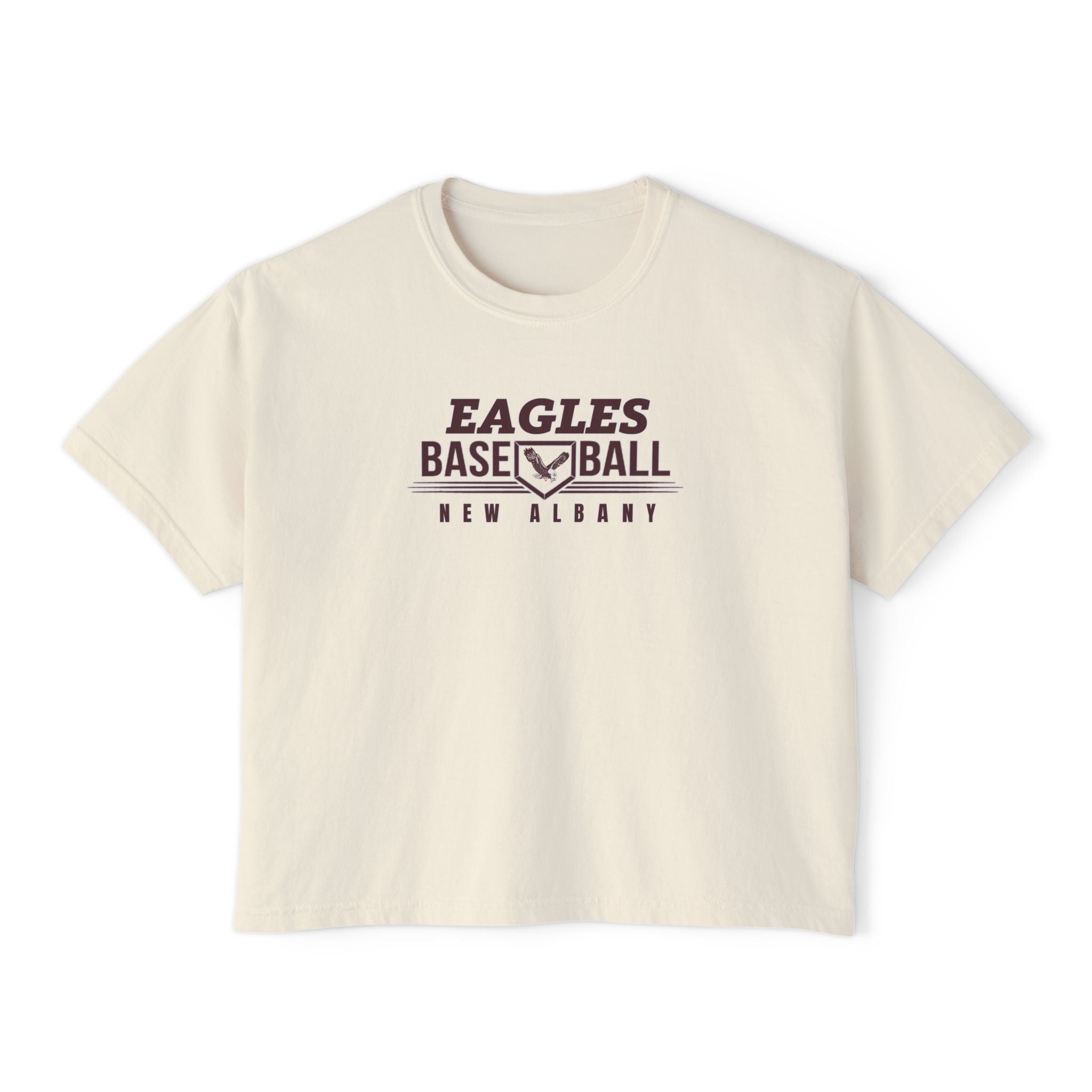 Women's New Albany Eagles Home Plate Pride Graphic Boxy Crop Short Sleeve Tee