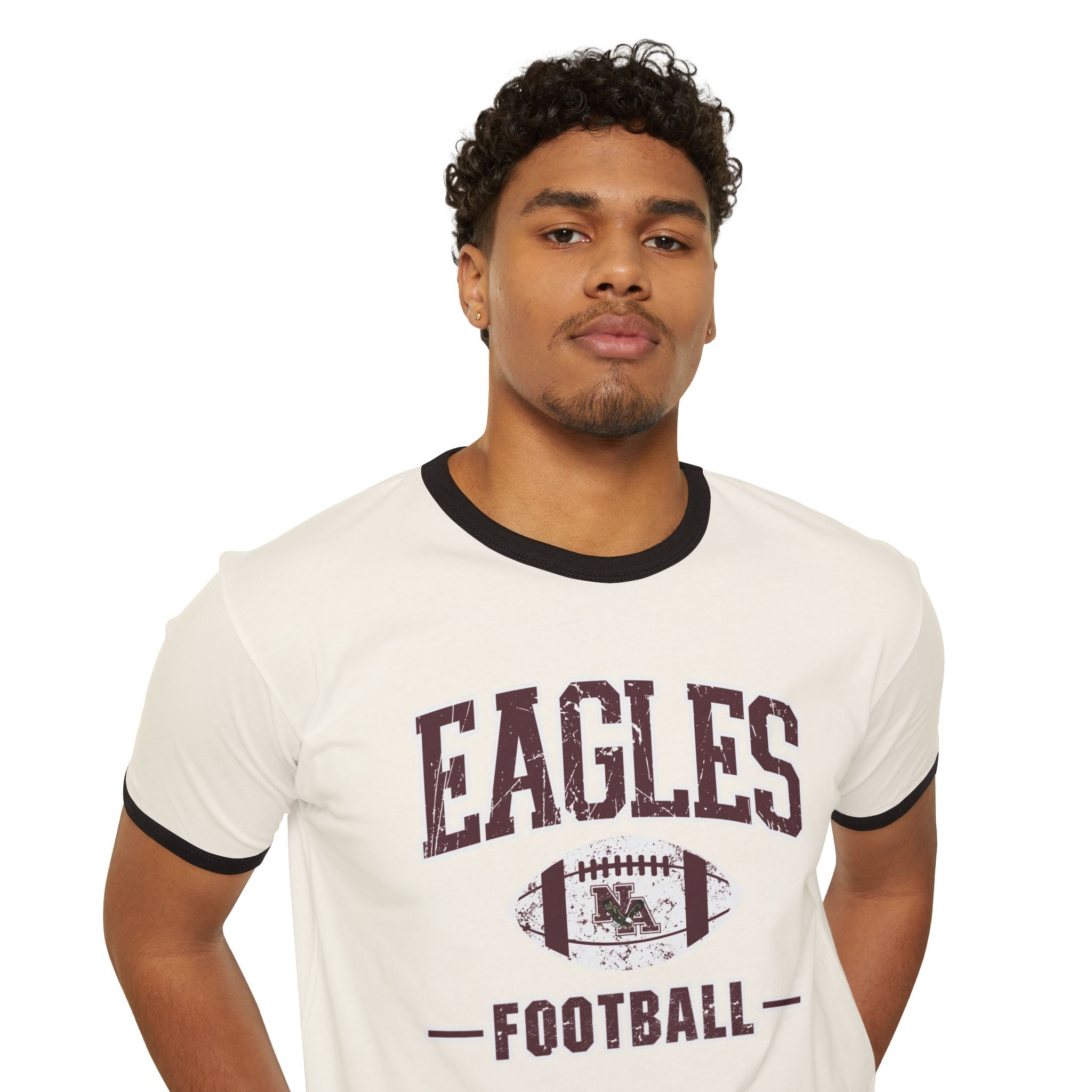 Adult Unisex Eagles Football Vintage Distressed Graphic Short Sleeve Ringer Tee