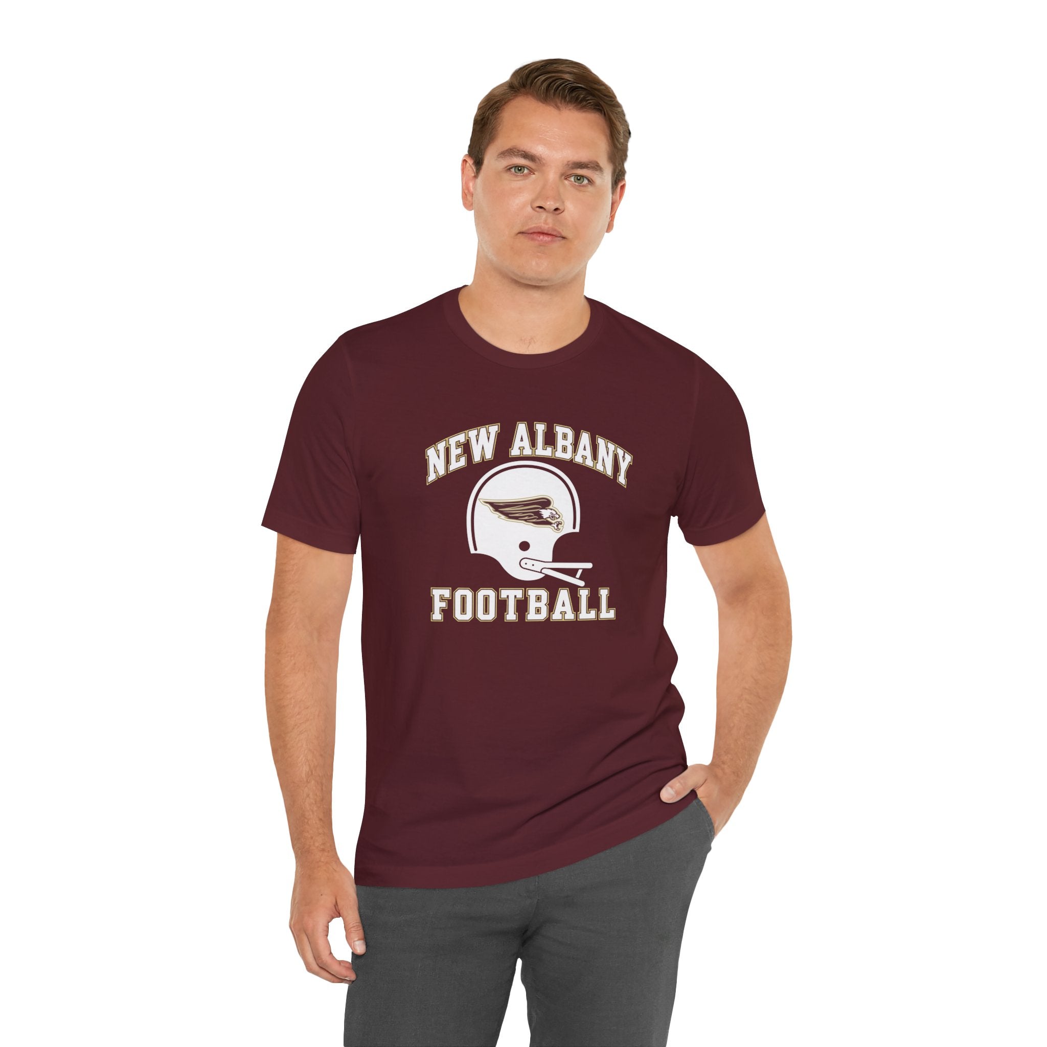 Adult Unisex New Albany Football Heritage Helmet Short Sleeve Soft Tee