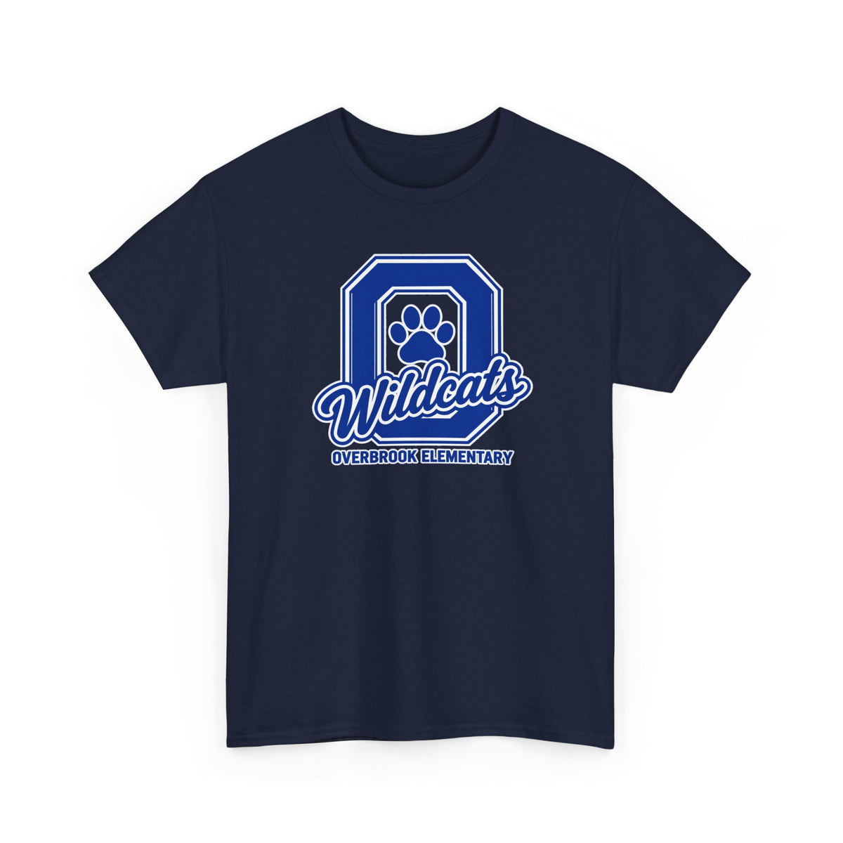 Adult Unisex Overbrook Elementary Wildcats Block Letter Graphic Gildan Classic Tee