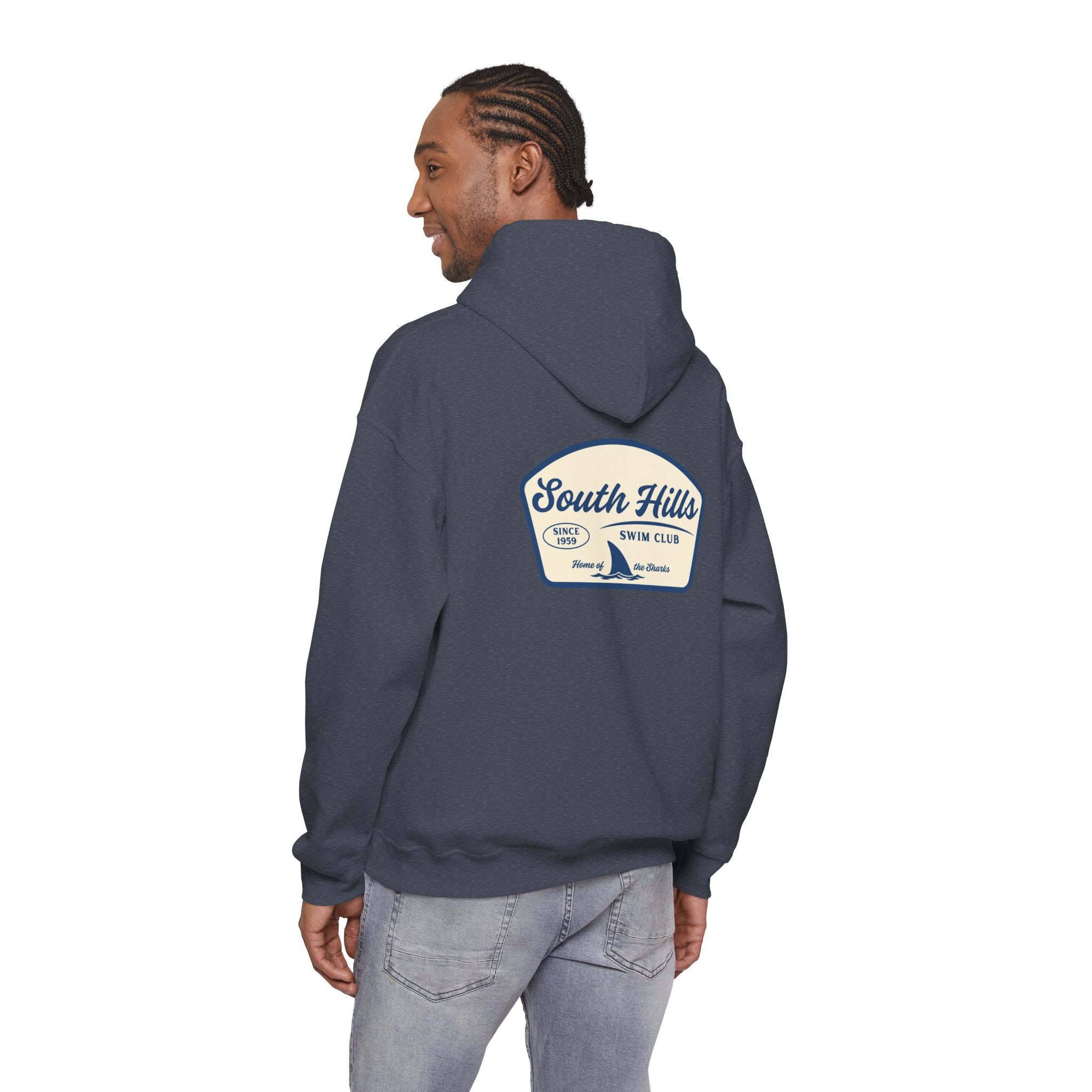 Adult Unisex South Hills Swim Club Home of the Sharks Graphic Hoodie