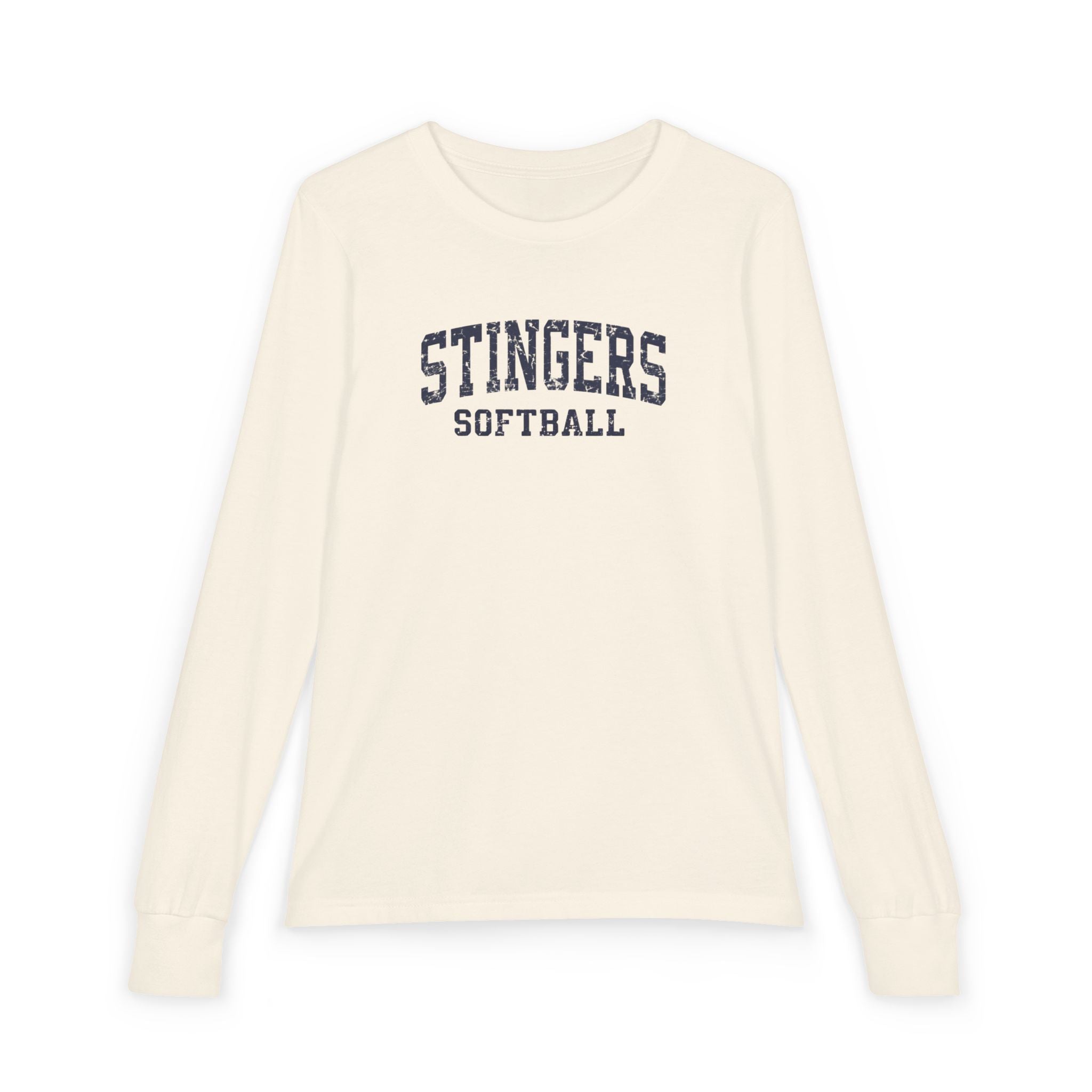 Youth Stingers Softball Vintage Distressed Graphic Bella + Canvas Long Sleeve Soft Tee