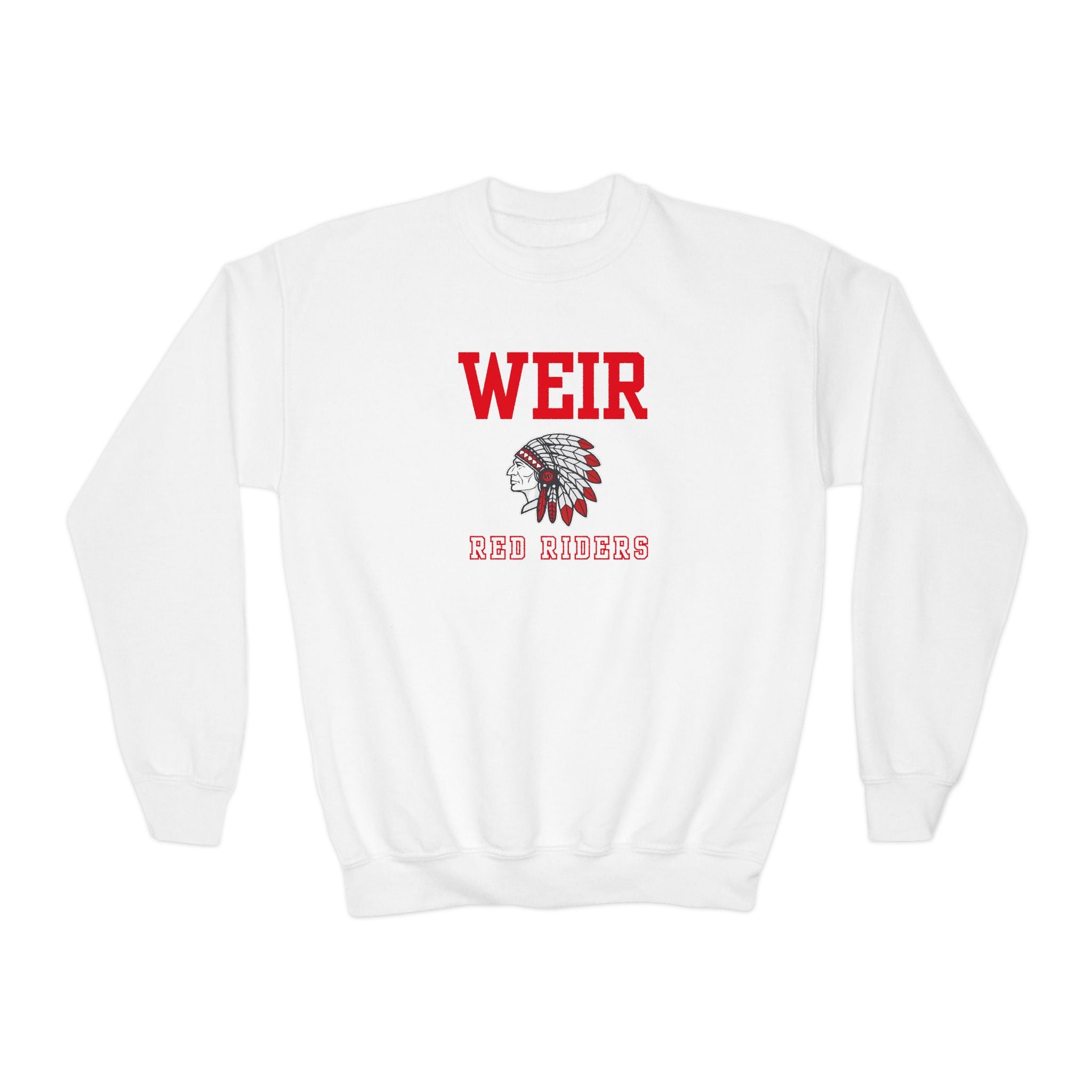 Youth Weir Red Riders Classic Mascot Graphic Gildan Heavy Blend Sweatshirt