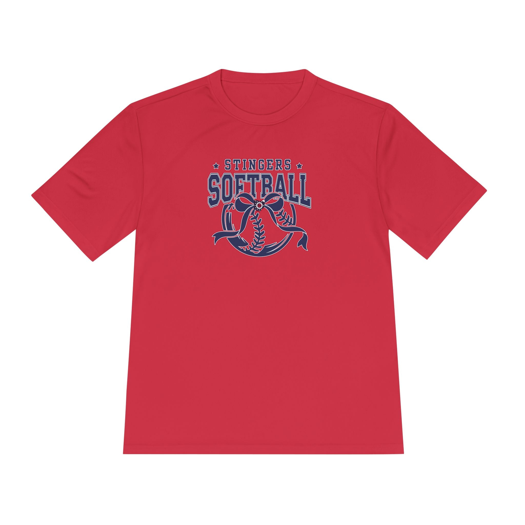 Adult Unisex Stingers Softball Spirit Bow Graphic Sport-Tek Competitor Performance Tee