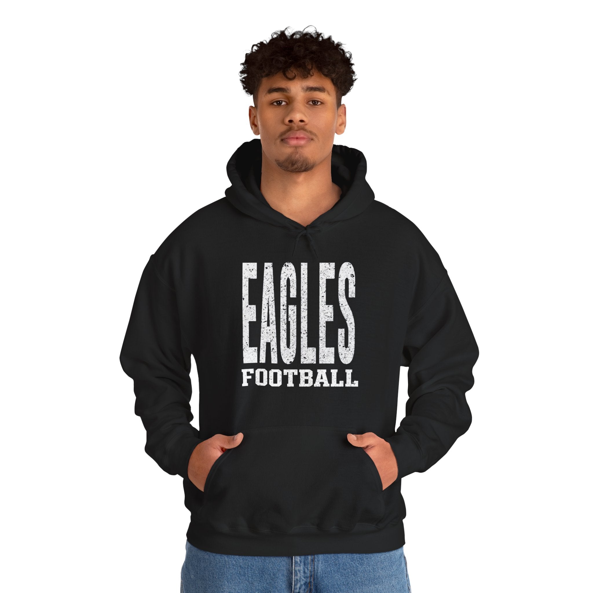 Adult Unisex New Albany Football Distressed Enlarged Graphic Hoodie