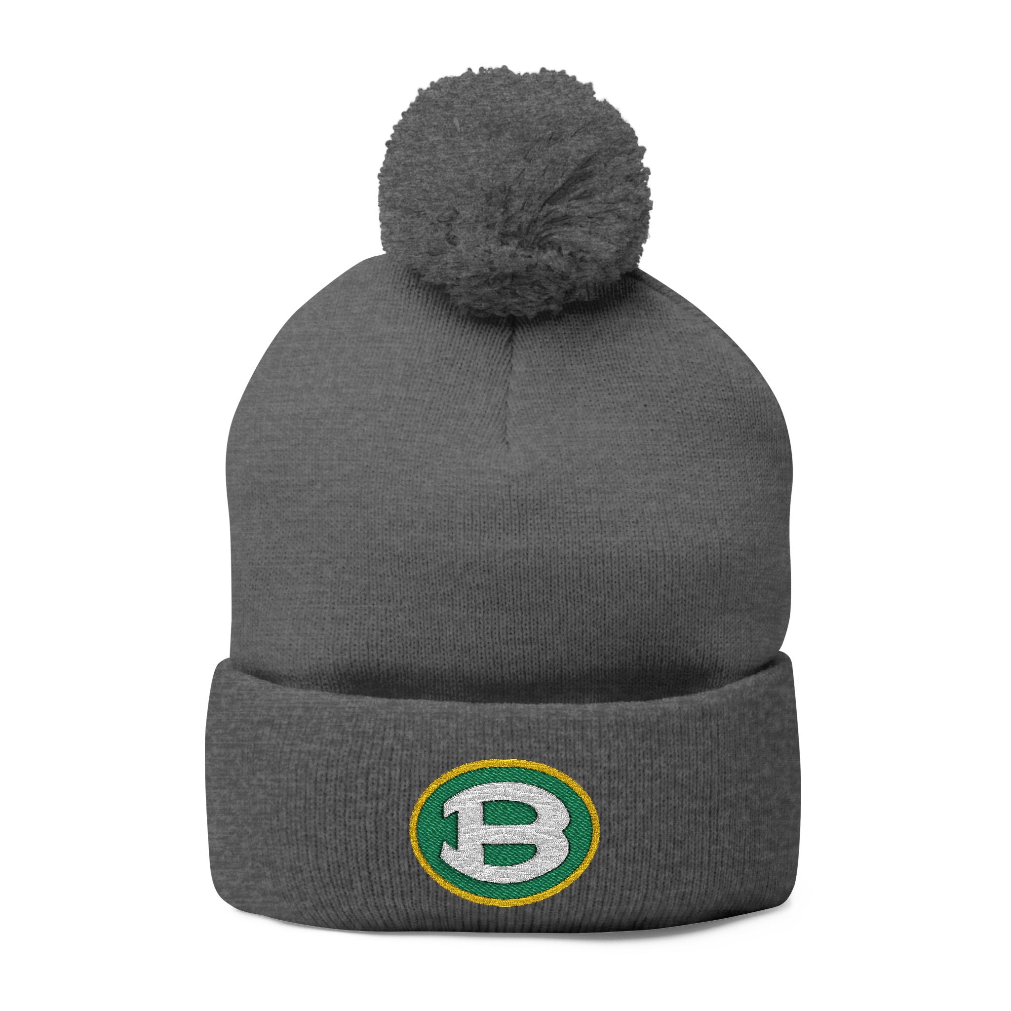 Pom Pom Knit Hat with Embroidered Classic Brooke Logo