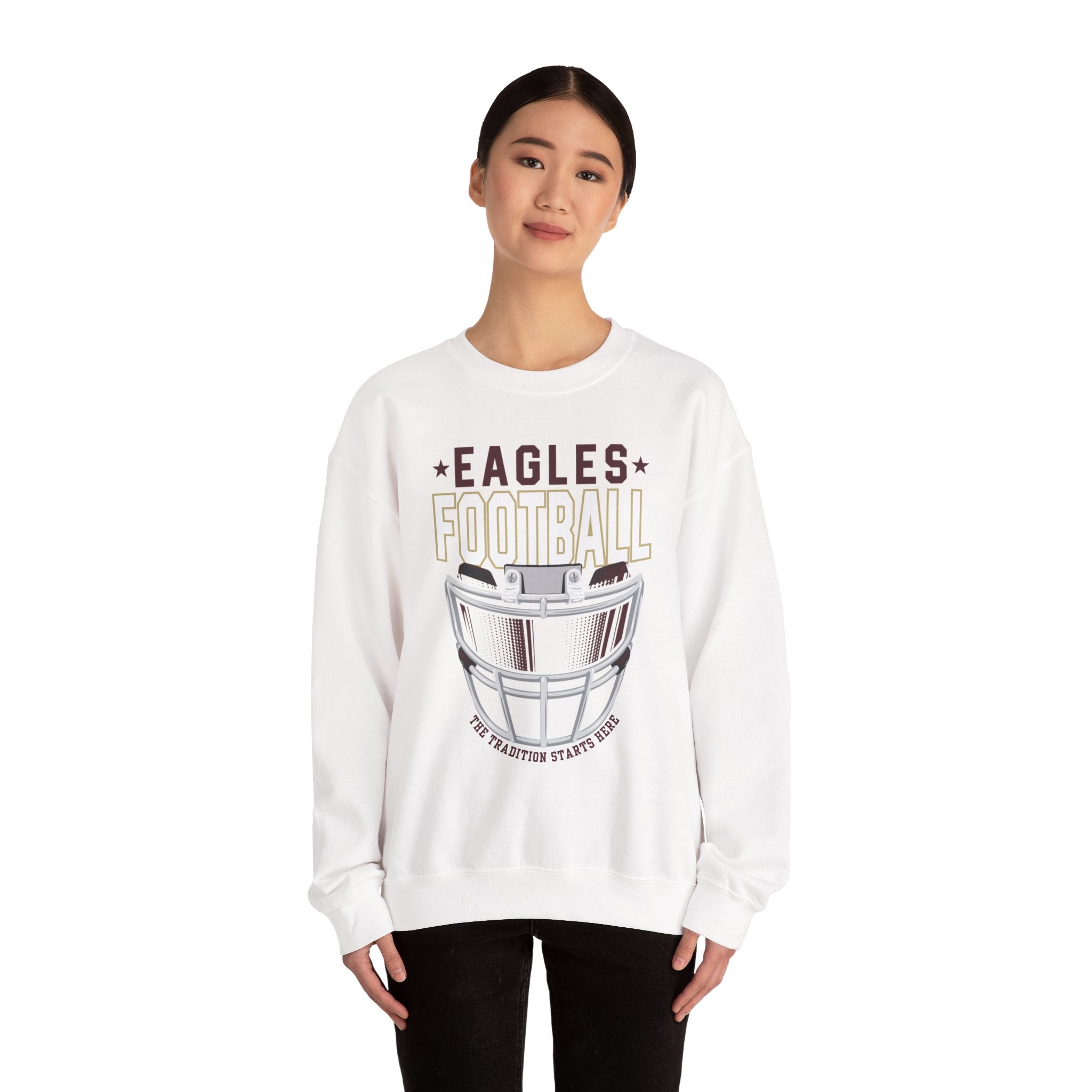 Adult Unisex Eagles White Hype Helmet Graphic Sweatshirt