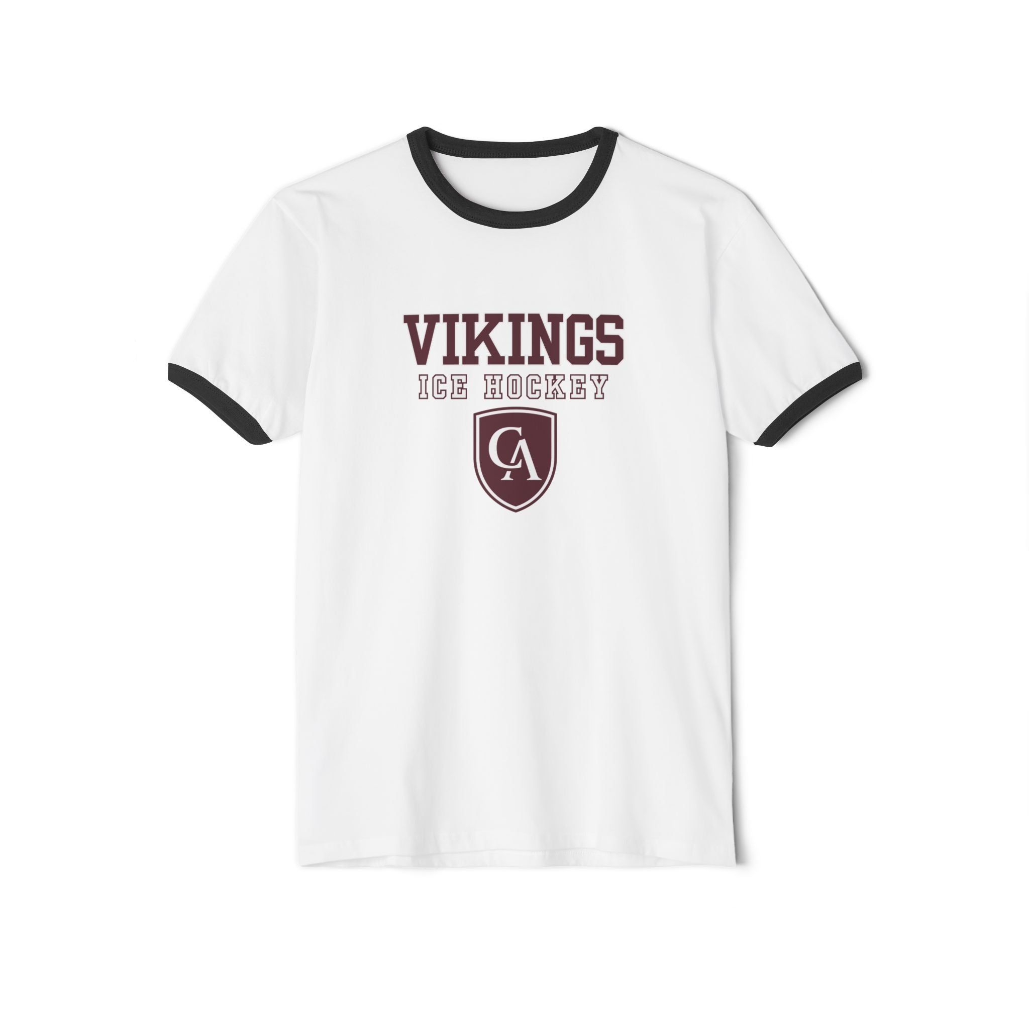Adult Unisex Columbus Academy Vikings Ice Hockey Graphic Short Sleeve Ringer Tee