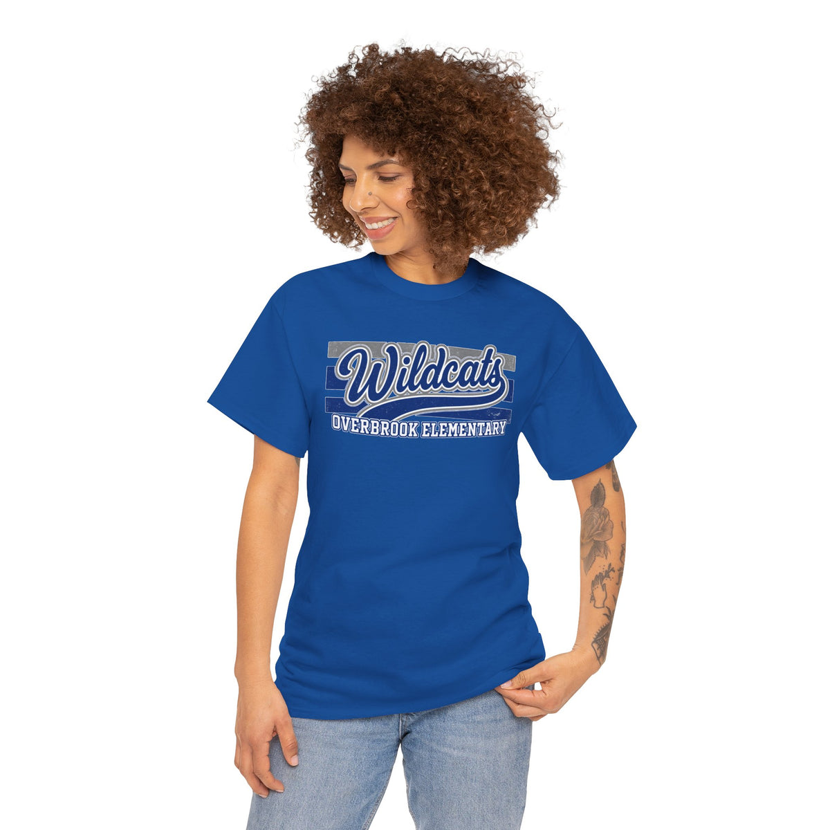 Adult Unisex Overbrook Elementary Wildcats Vintage Distressed Spirit Graphic Gildan Classic Tee