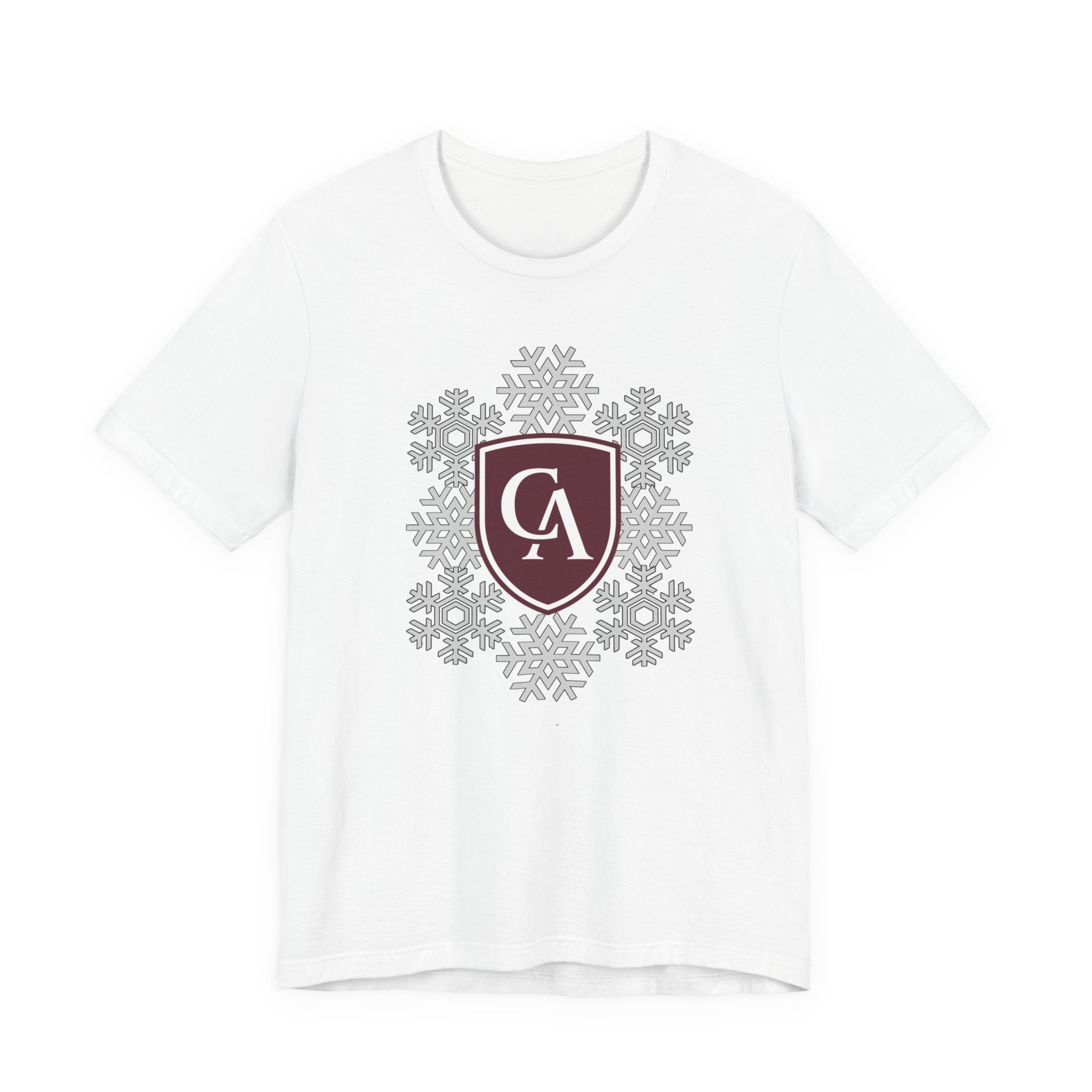 Adult Unisex Columbus Academy Spirited Snowflake Graphic Short Sleeve Soft Tee