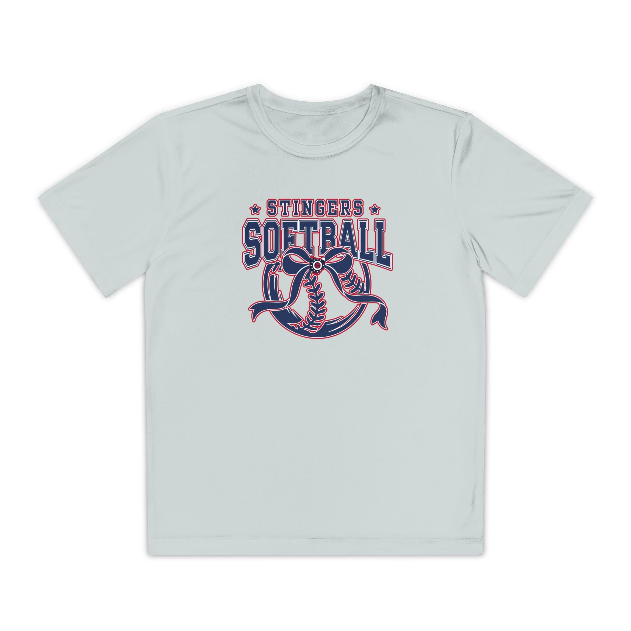 Youth Stingers Softball Spirit Bow Graphic Sport-Tek Competitor Performance Tee