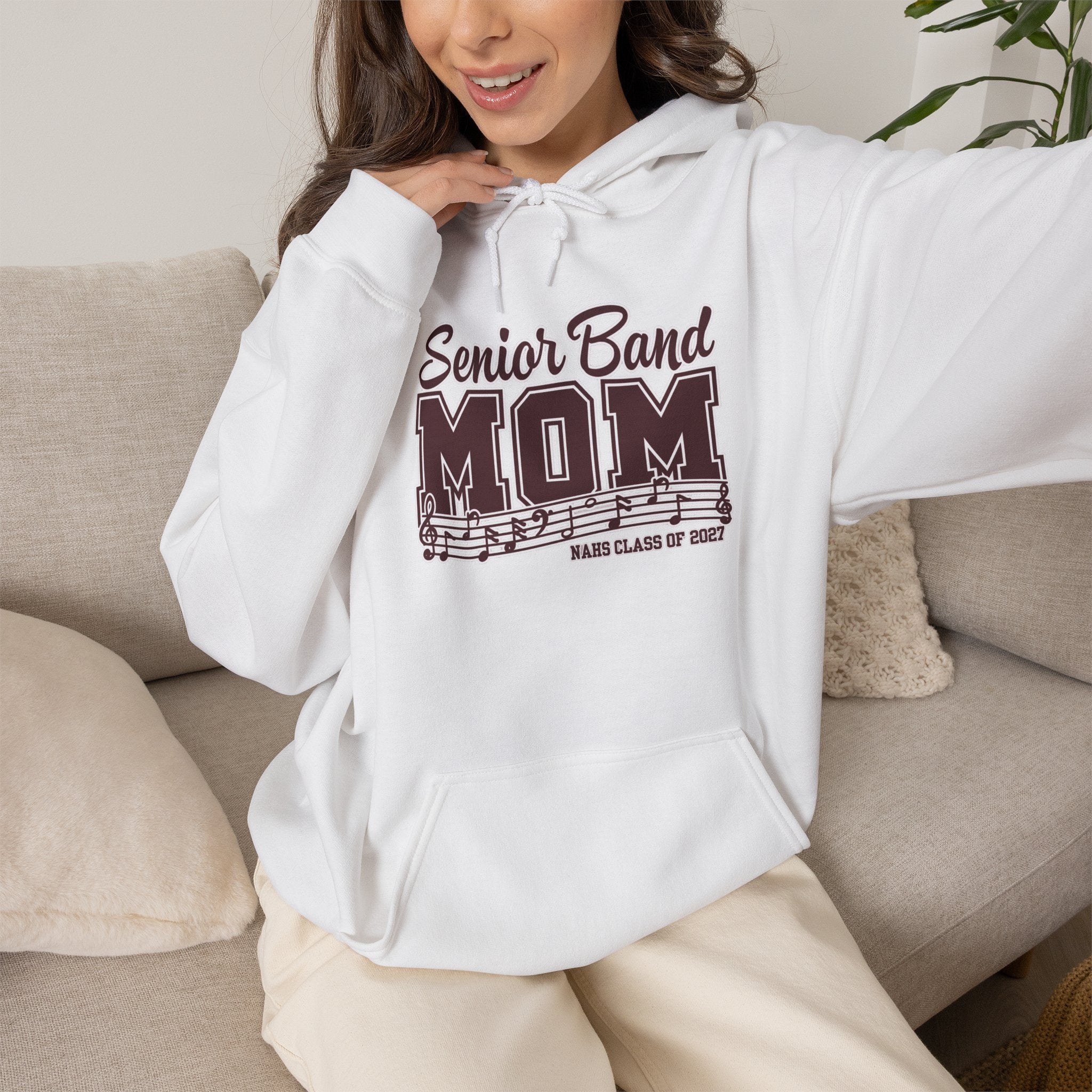 Adult Unisex New Albany 2027 Senior Band Mom Graphic Hoodie