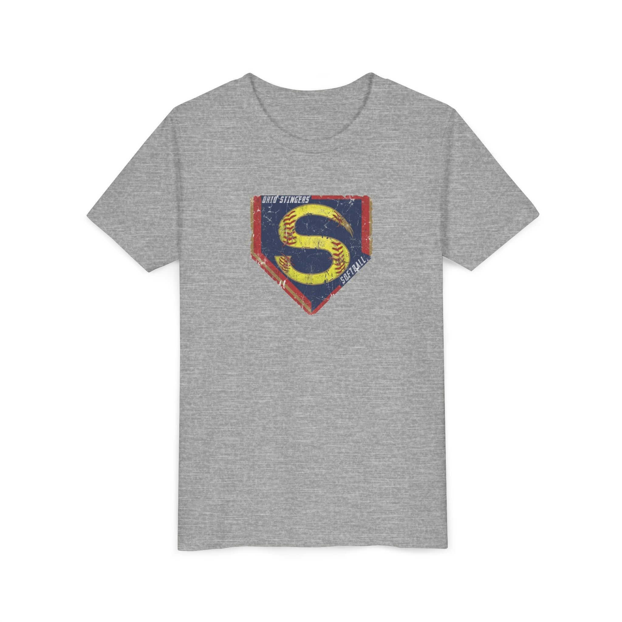Youth Stingers Softball Distressed Logo Graphic Short Sleeve Bella + Canvas Soft Tee