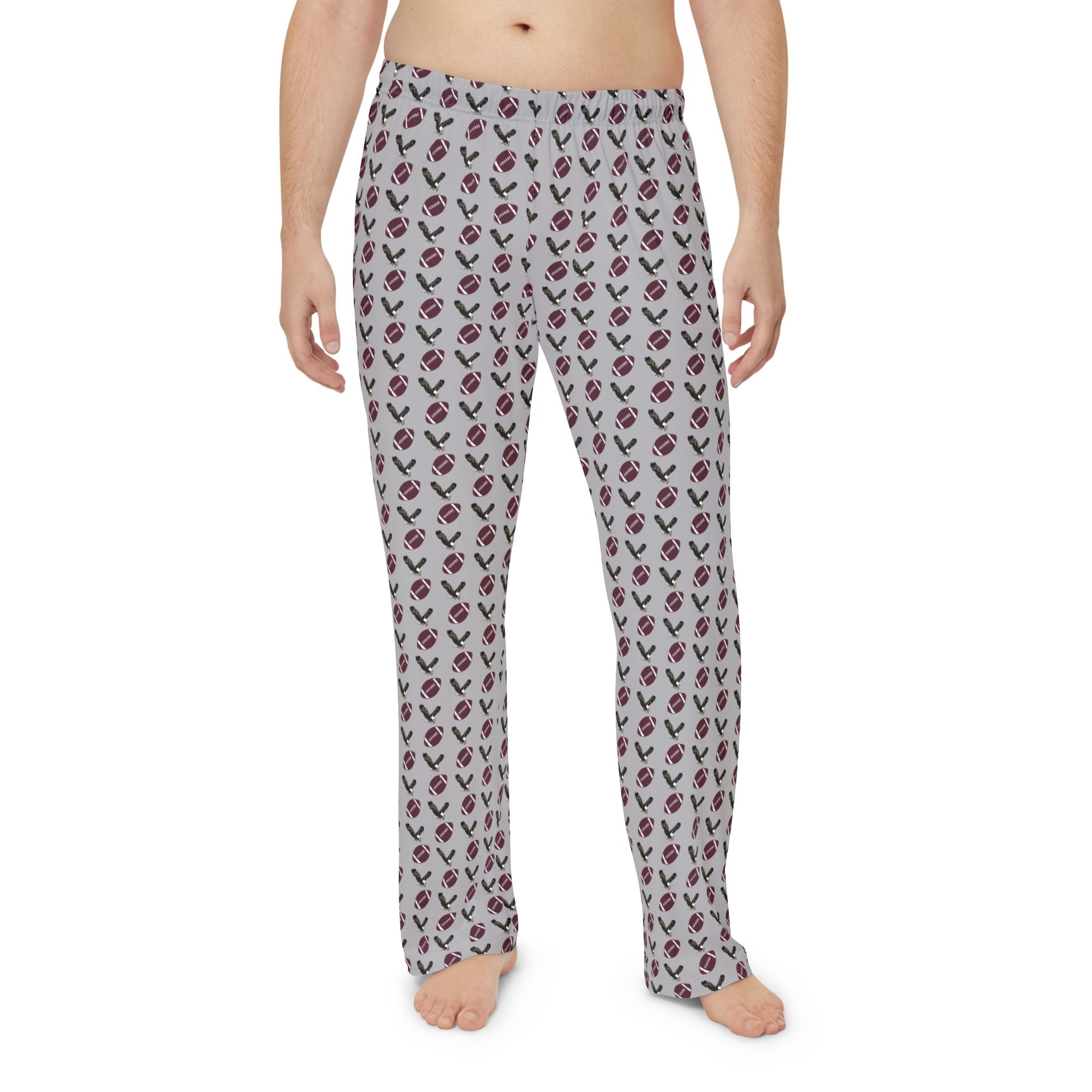 Adult Unisex Grey Pajama Pants with Allover New Albany Football Eagle Print