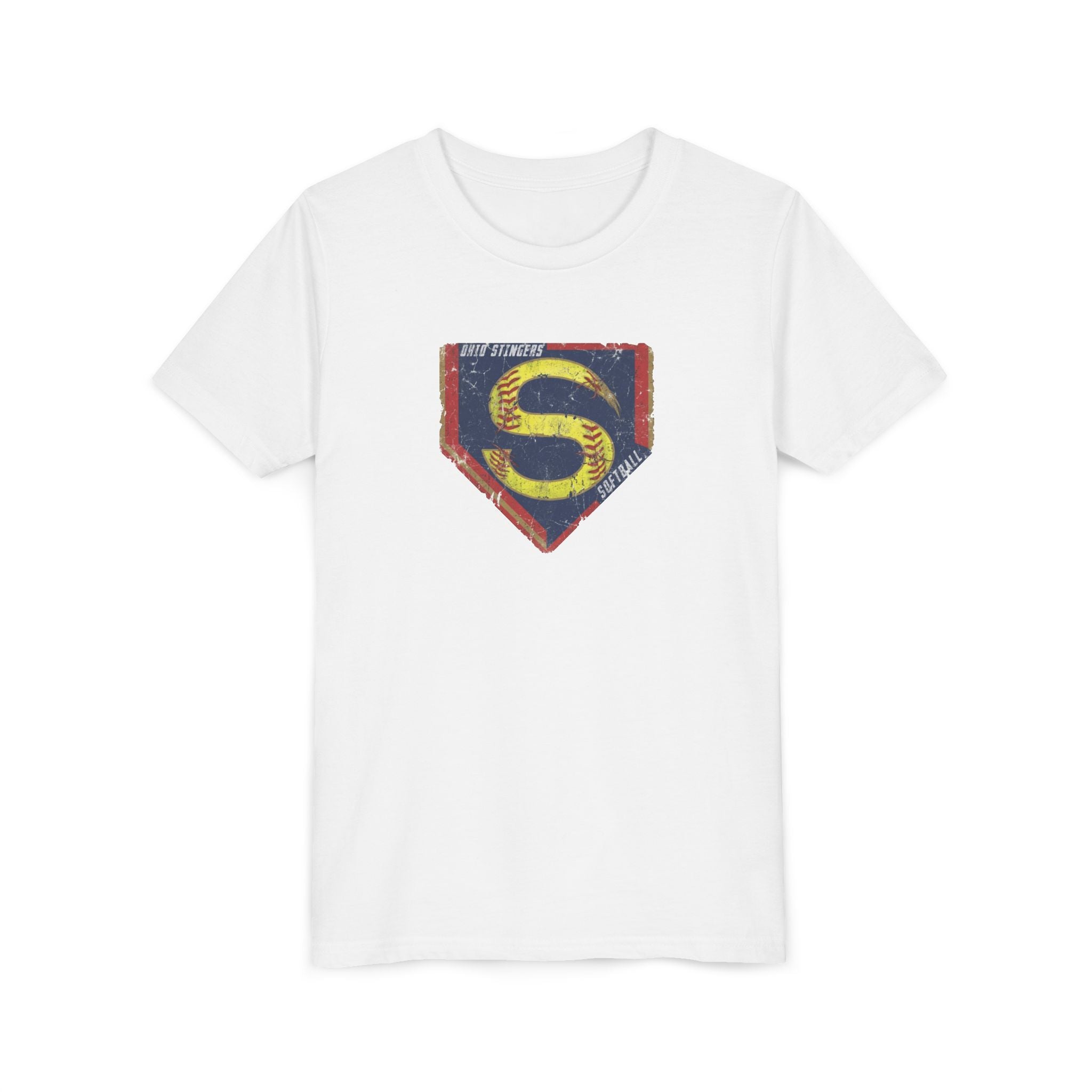 Youth Stingers Softball Distressed Logo Graphic Short Sleeve Bella + Canvas Soft Tee